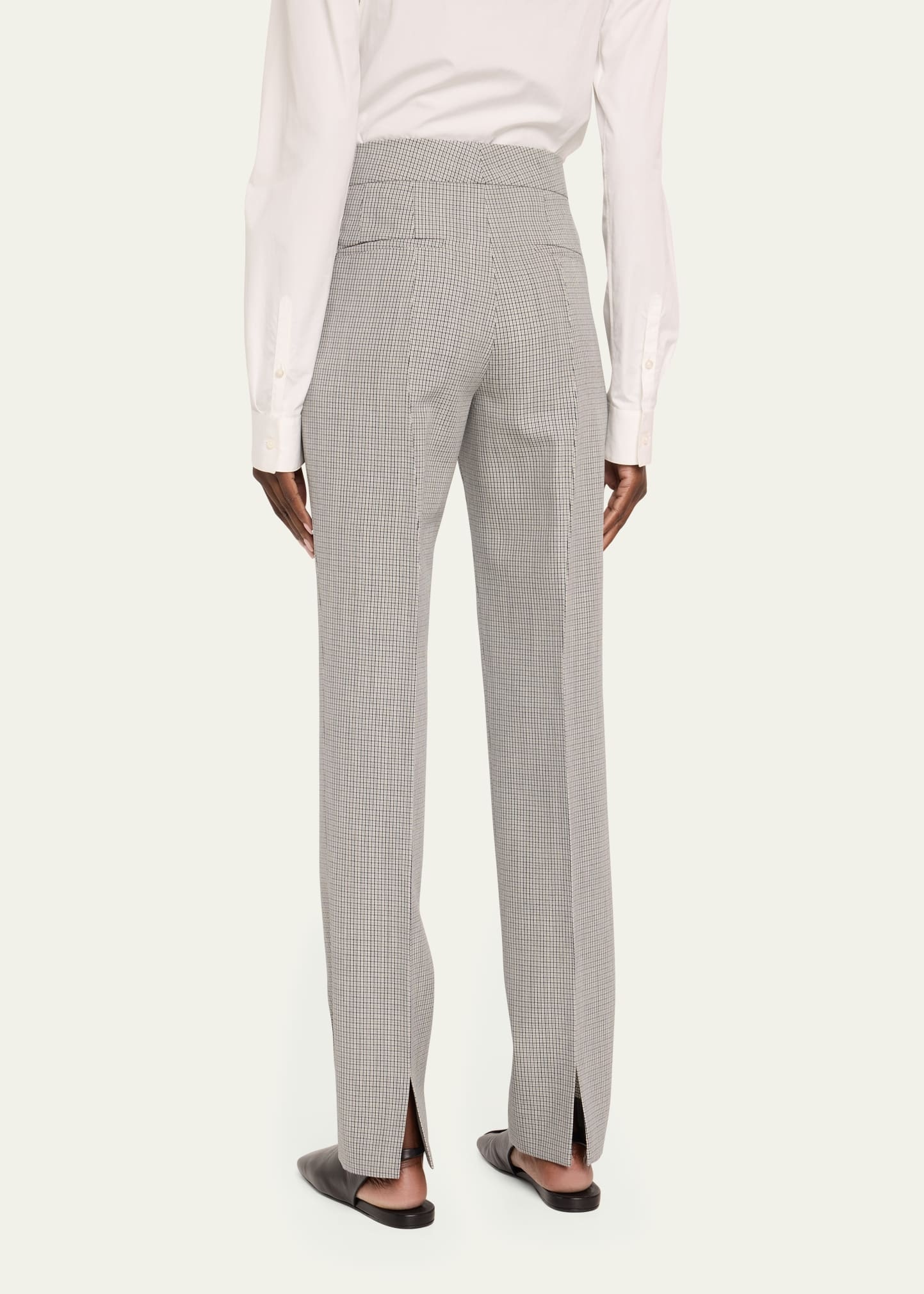 Slit Cuff Wool Check Trousers - 3