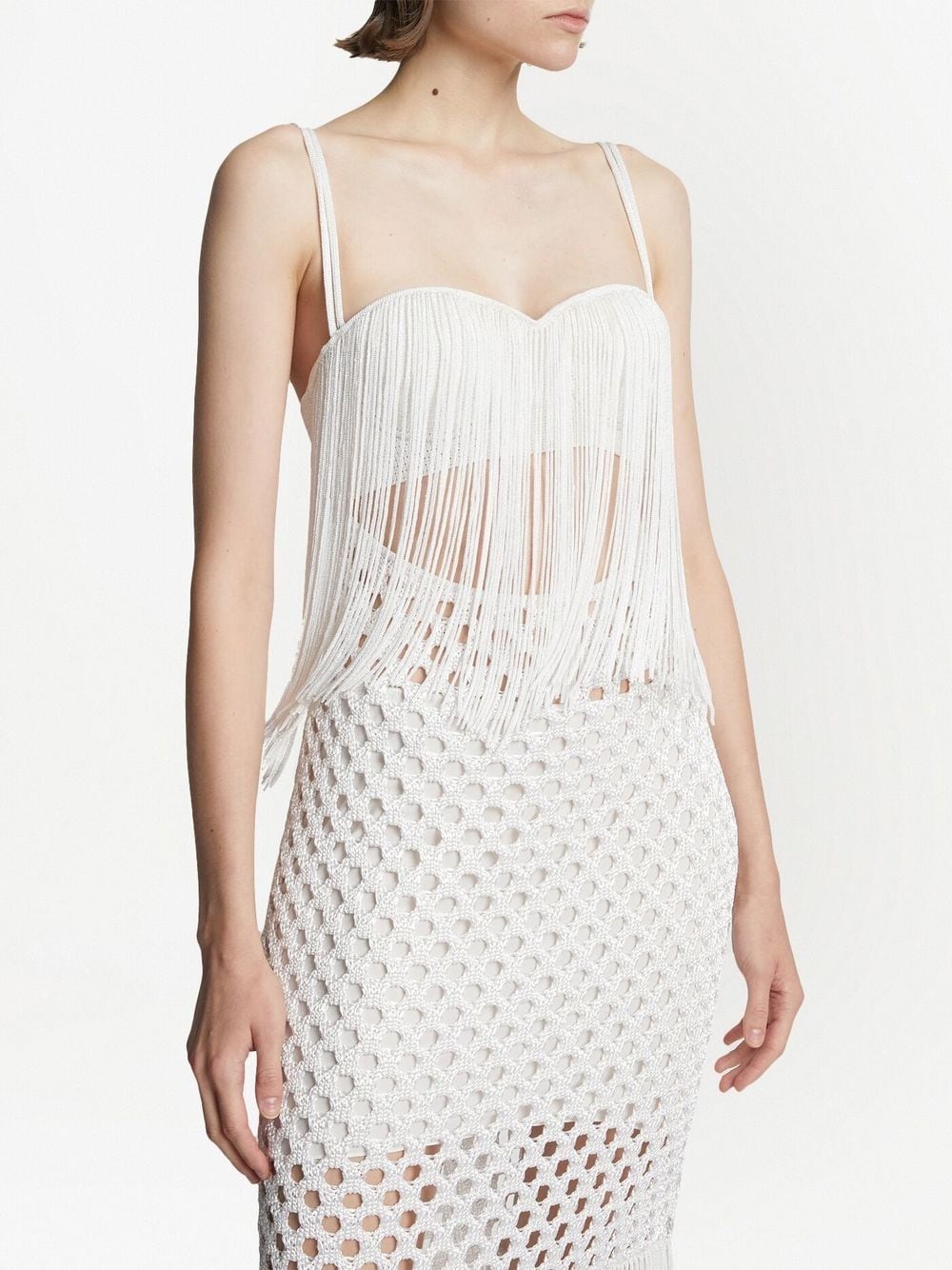 lacquered fringe-detail knitted dress - 5