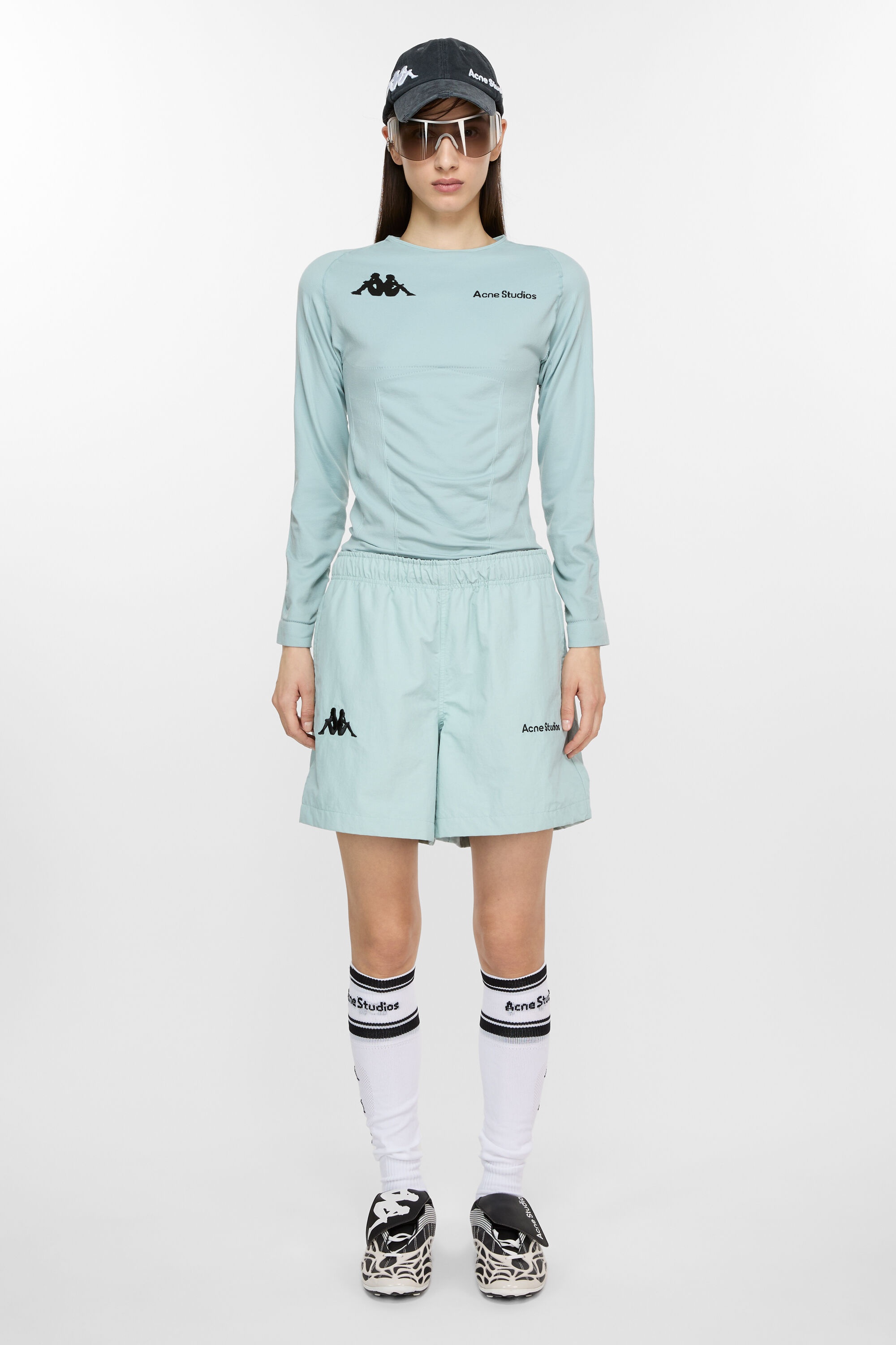 Relaxed fit shorts - Acne Studios x Kappa - Light blue - 2