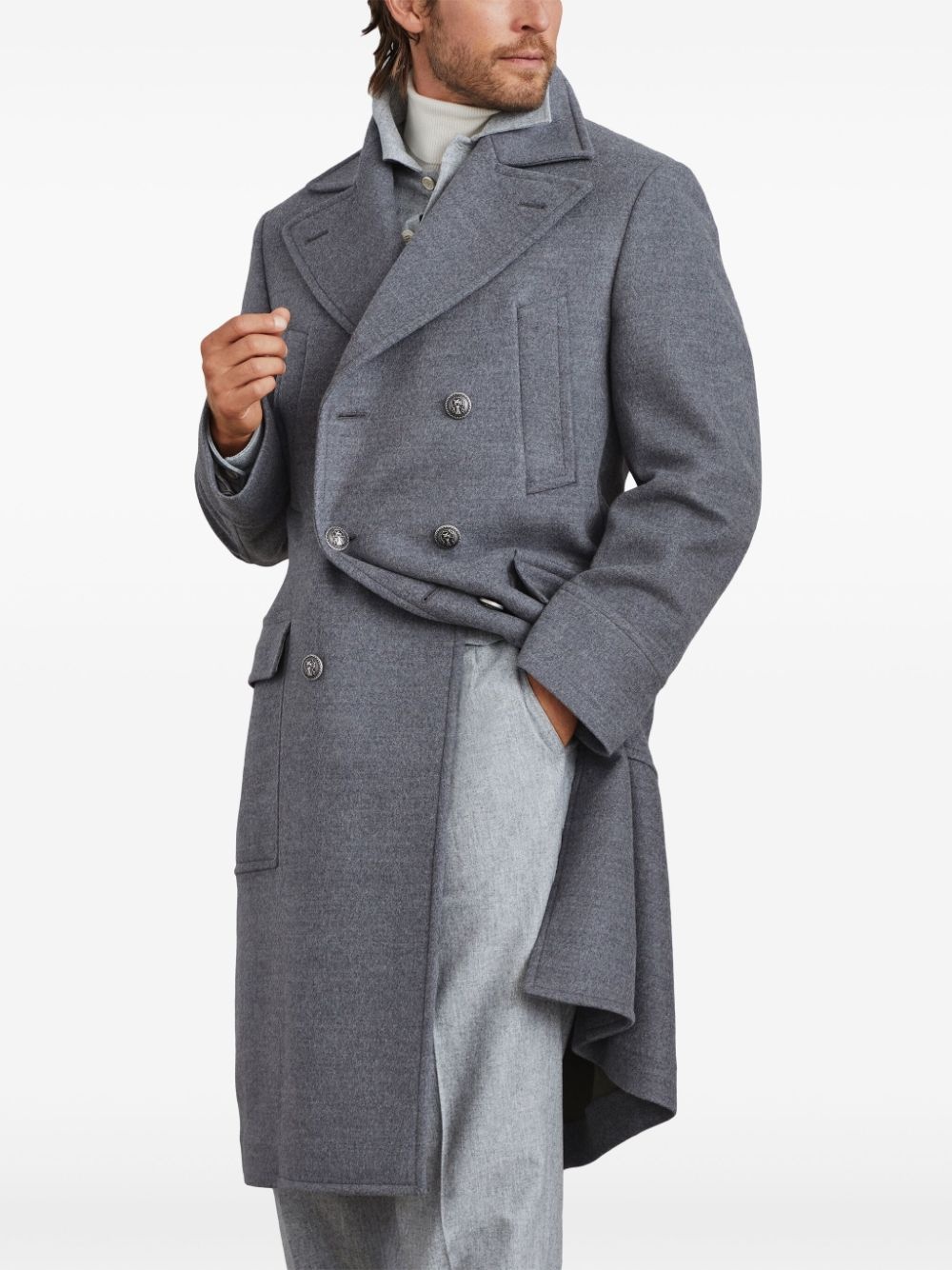 double-breasted wool coat - 2