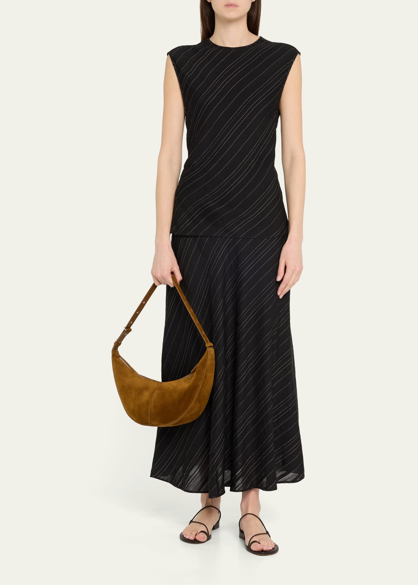Slide Zip Suede Shoulder Bag - 6