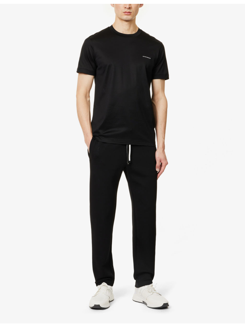 Brand-print short-sleeve woven-blend T-shirt - 2