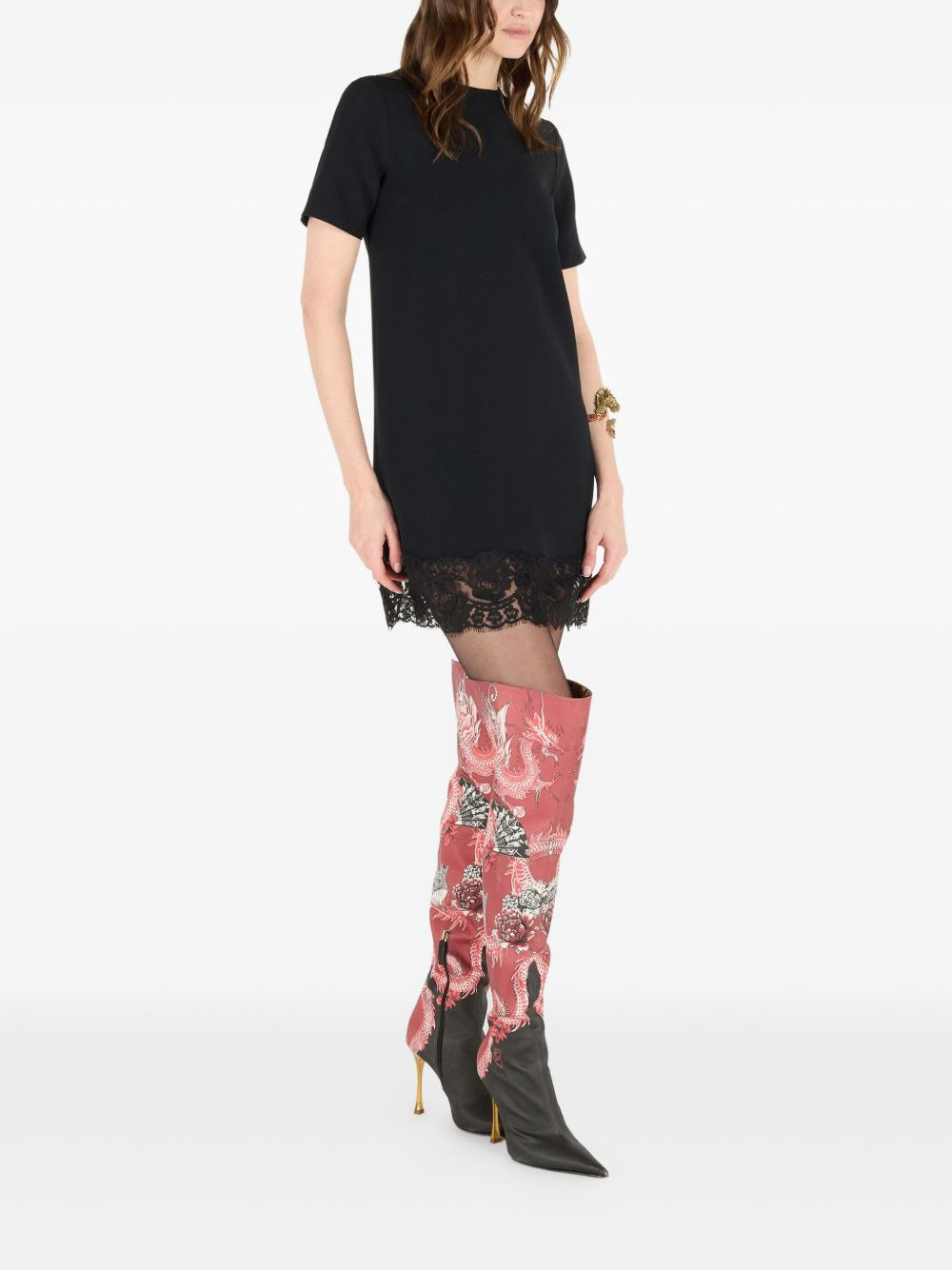 lace-hem mini dress - 3