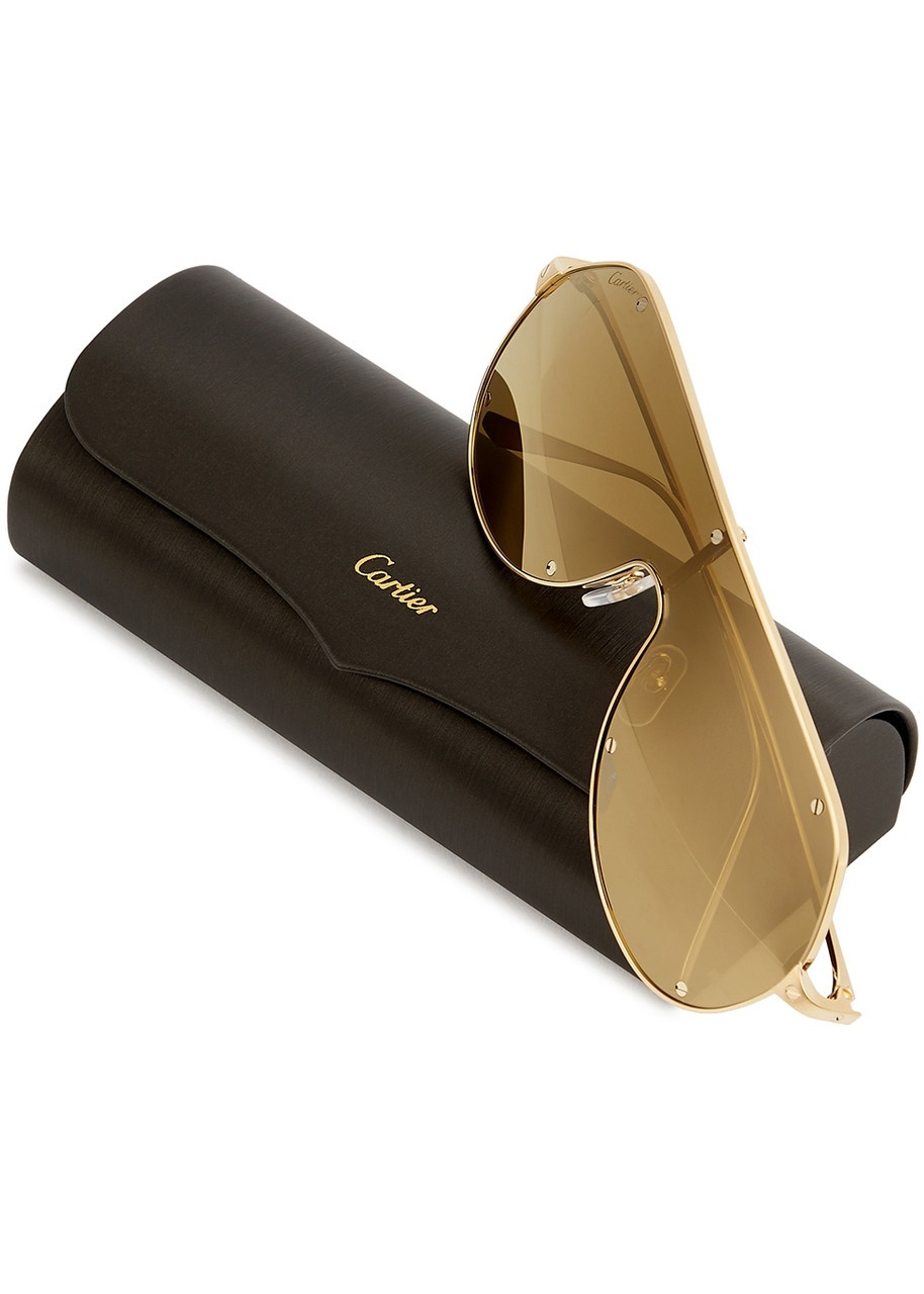 Cartier Santos De Cartier Gold-tone Mask Sunglasses, Sunglasses, Gold - 5