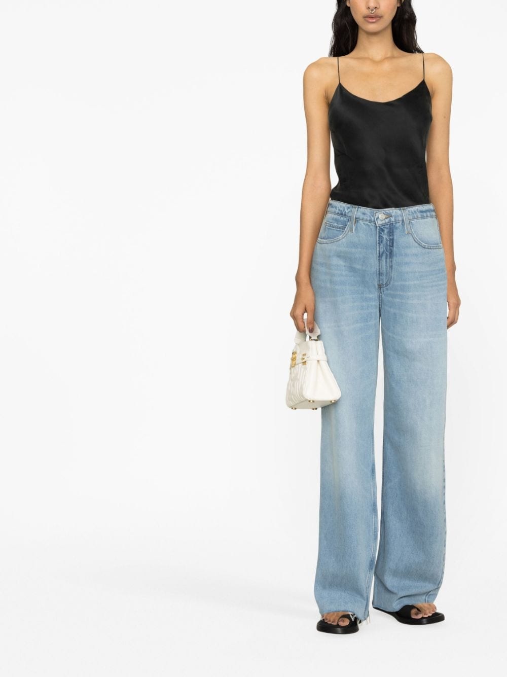 wide-leg washed denim trousers - 2