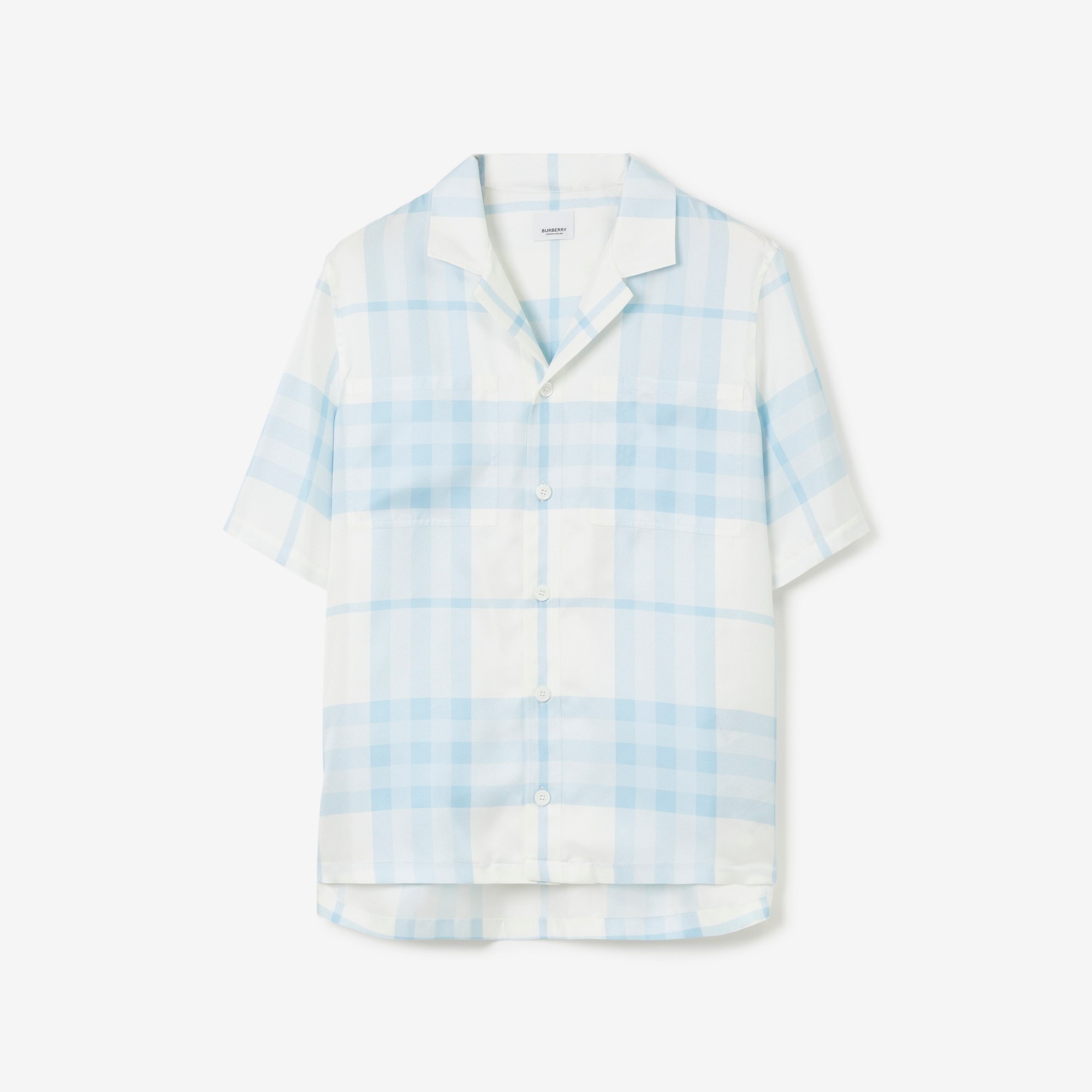 Short-sleeve Check Silk Shirt - 1