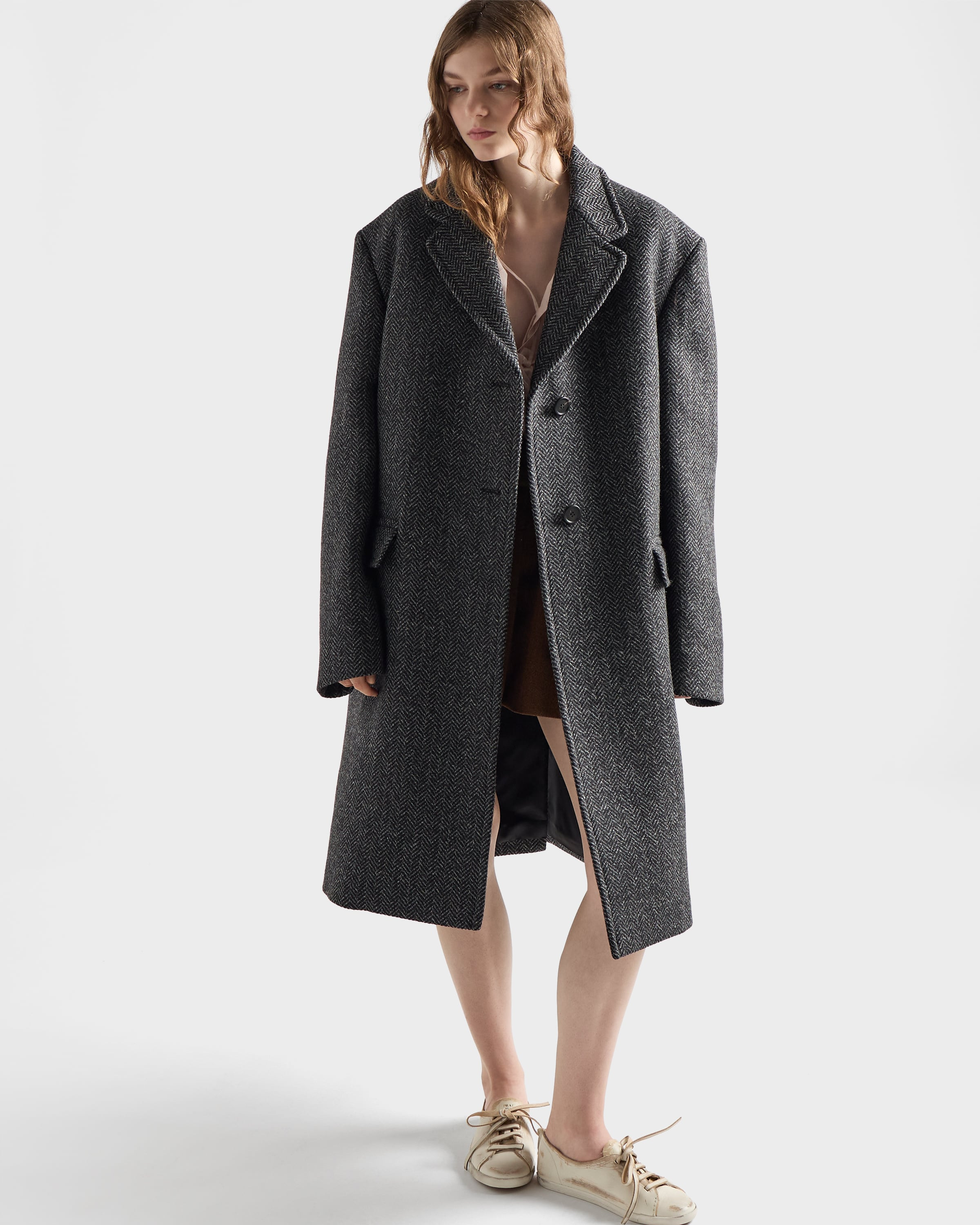 Single-breasted chevron wool jacket - 4