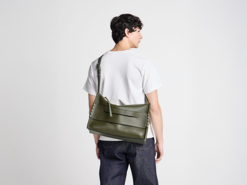 JW Anderson MESSENGER LOAFER BAG IN KHAKI LEATHER outlook