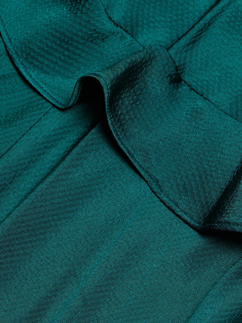 Women's Selma Ruffled Silk Maxi Dress - Midnight Green 7