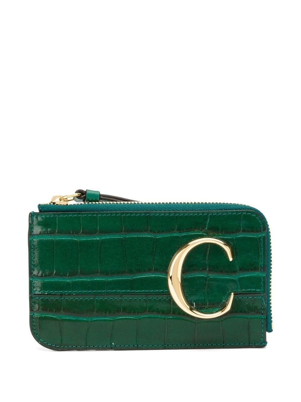 C plaque crocodile-effect coin purse - 1