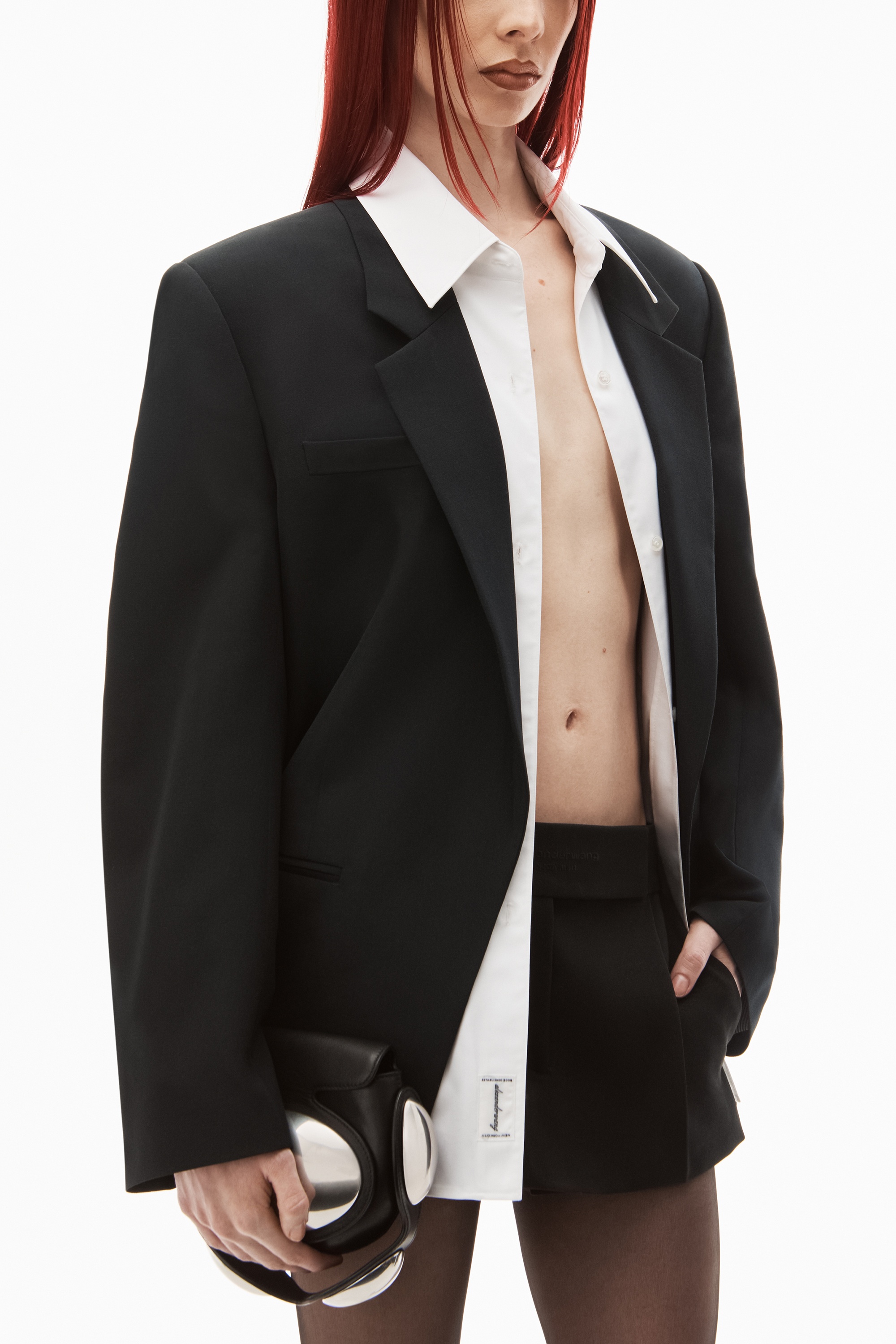 COMBO COLLARED BLAZER IN WOOL BLEND - 3