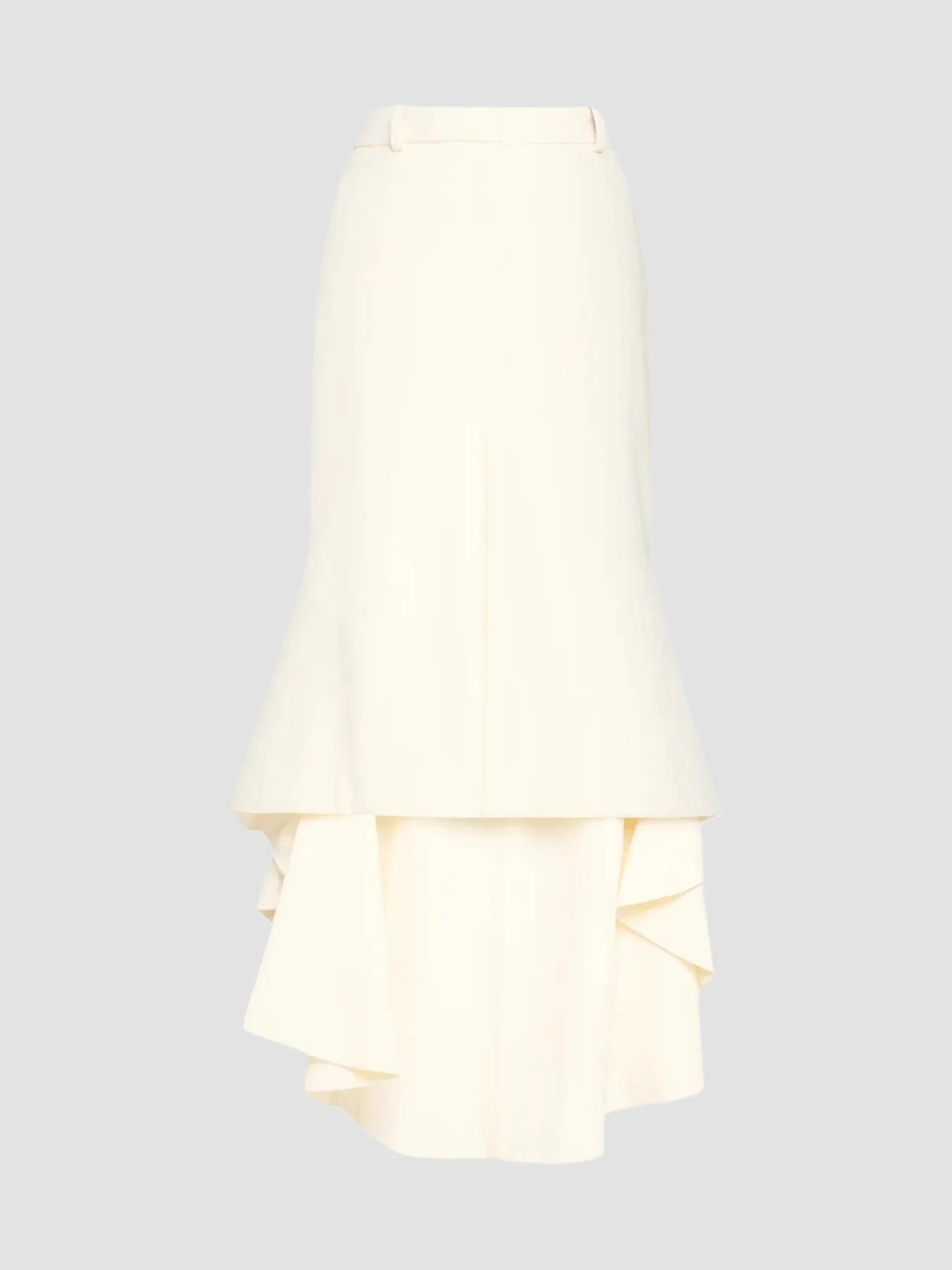 Women's Wool High-Low Trouser Skirt - Ivory - 1