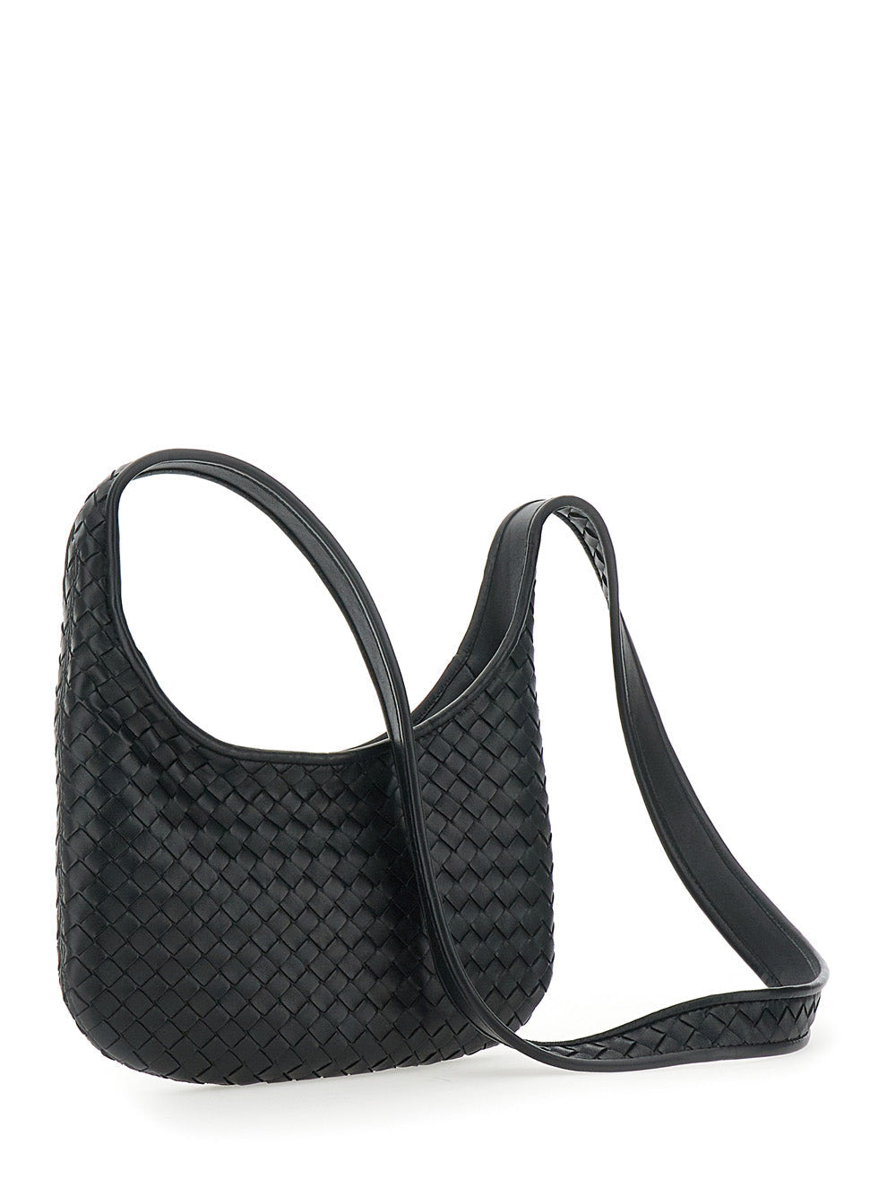 Bottega Veneta Men 'Veneto' Black Shoulder Bag With Fixed Shoulder Strap And All-Over Intrecciato Mo - 3