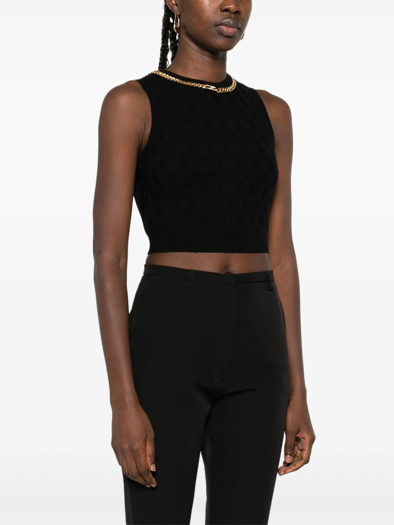 Elisabetta Franchi Chain-embellished Diamond-pattern Crop Top 5