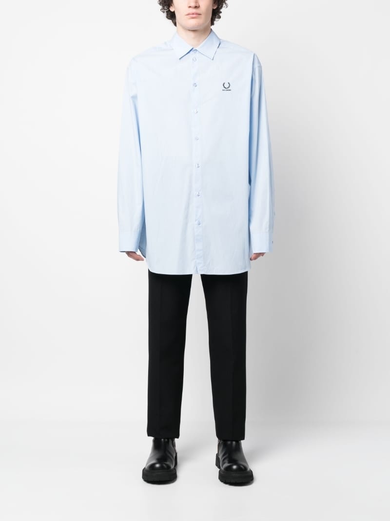 embroidered-logo oversized shirt - 2