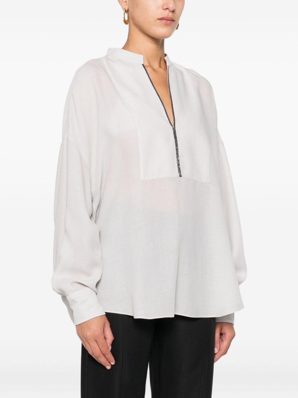 V-necked blouse - 2