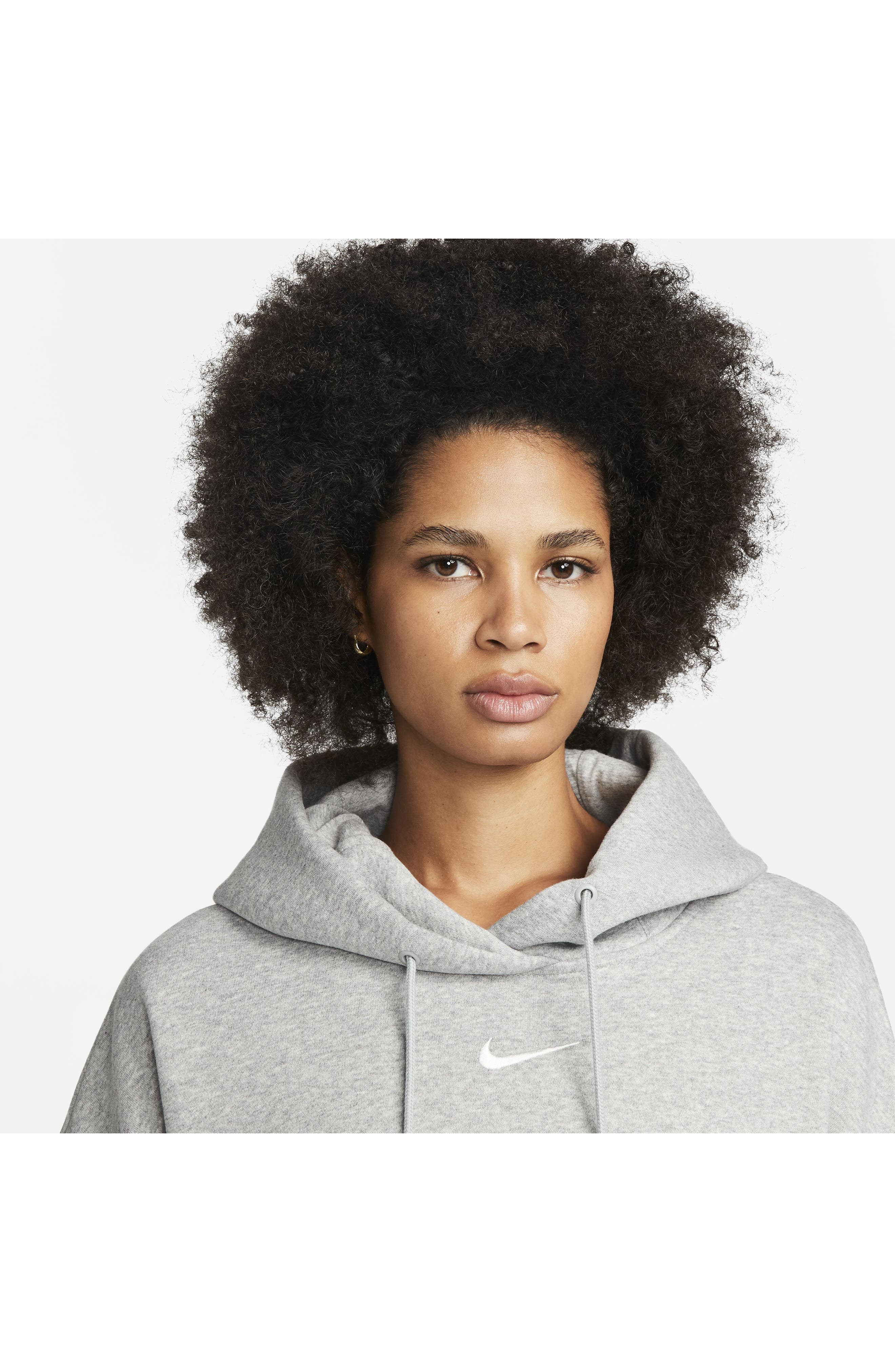 Nike Sportswear Phoenix Fleece Pullover Hoodie in Dark Grey Heather/Sail at Nordstrom - 6