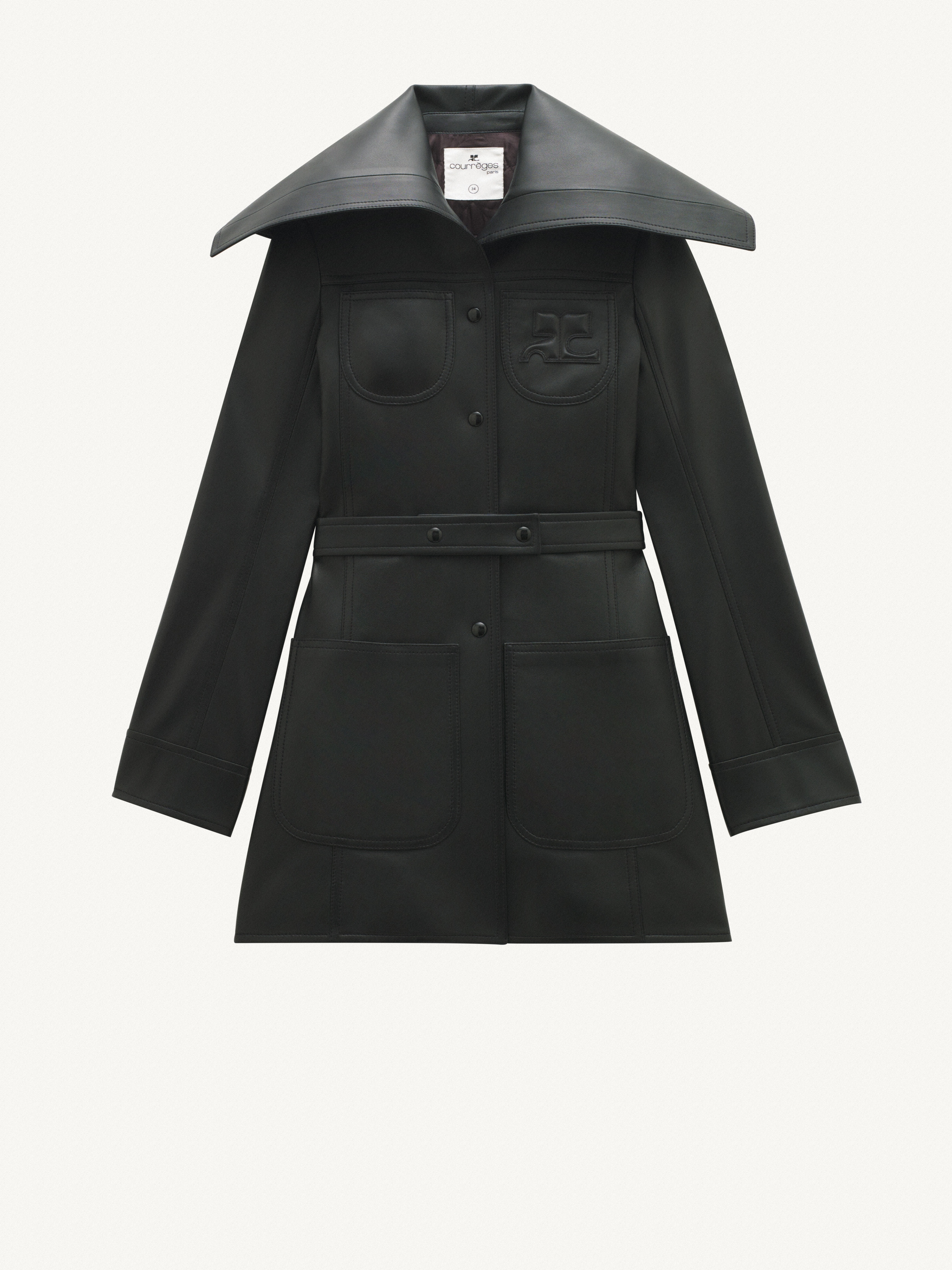 VINTAGE LEATHER SHORT TRENCH COAT - 1