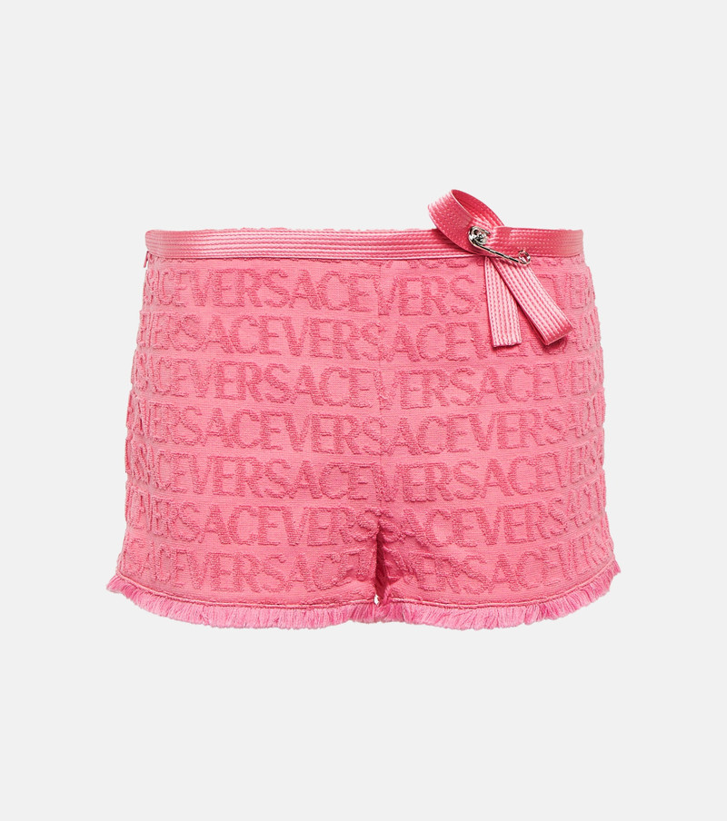 x Dua Lipa Versace Allover cotton terry shorts 1