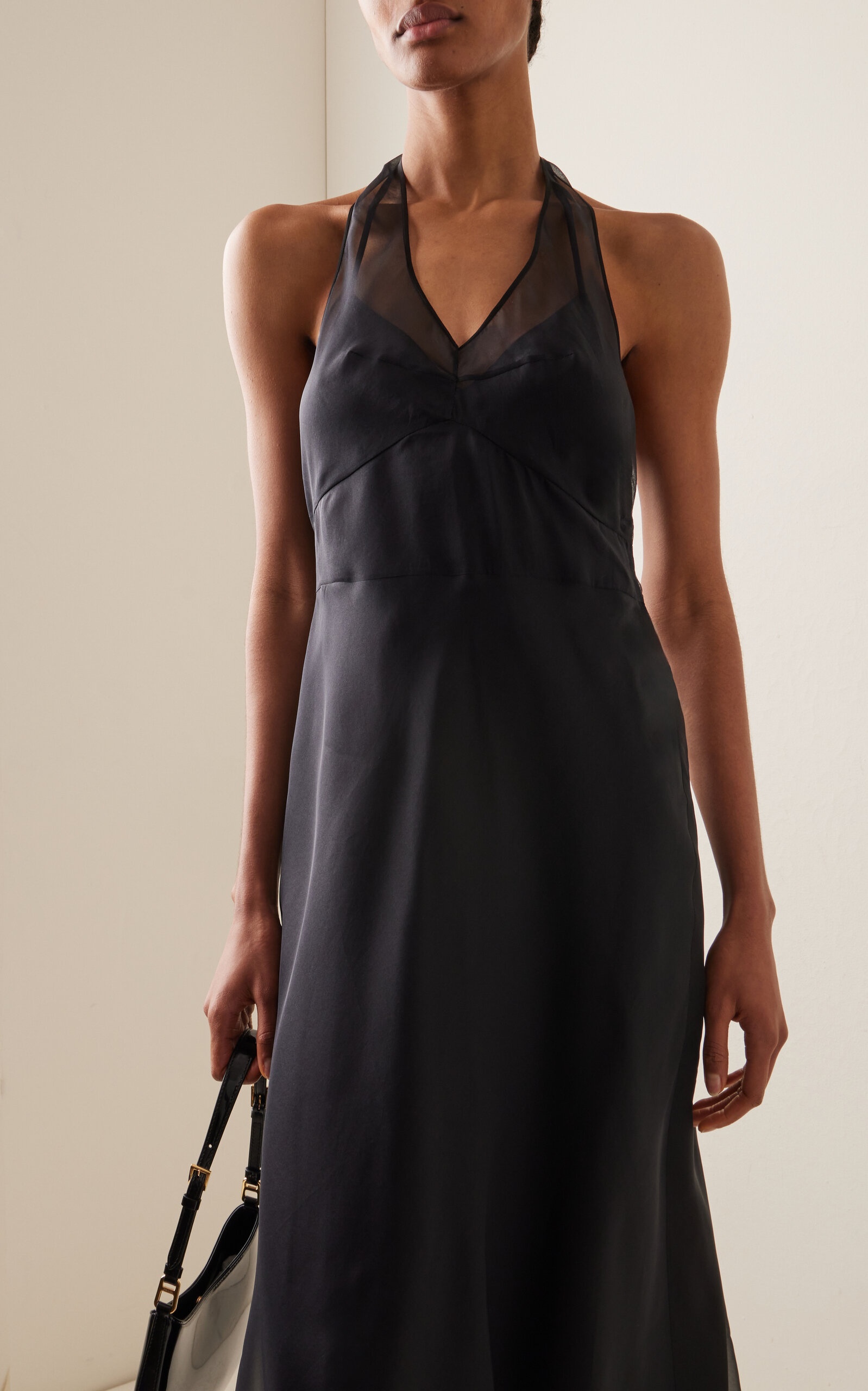 Prada Silk Organza Halter Midi Dress black | modaoperandi