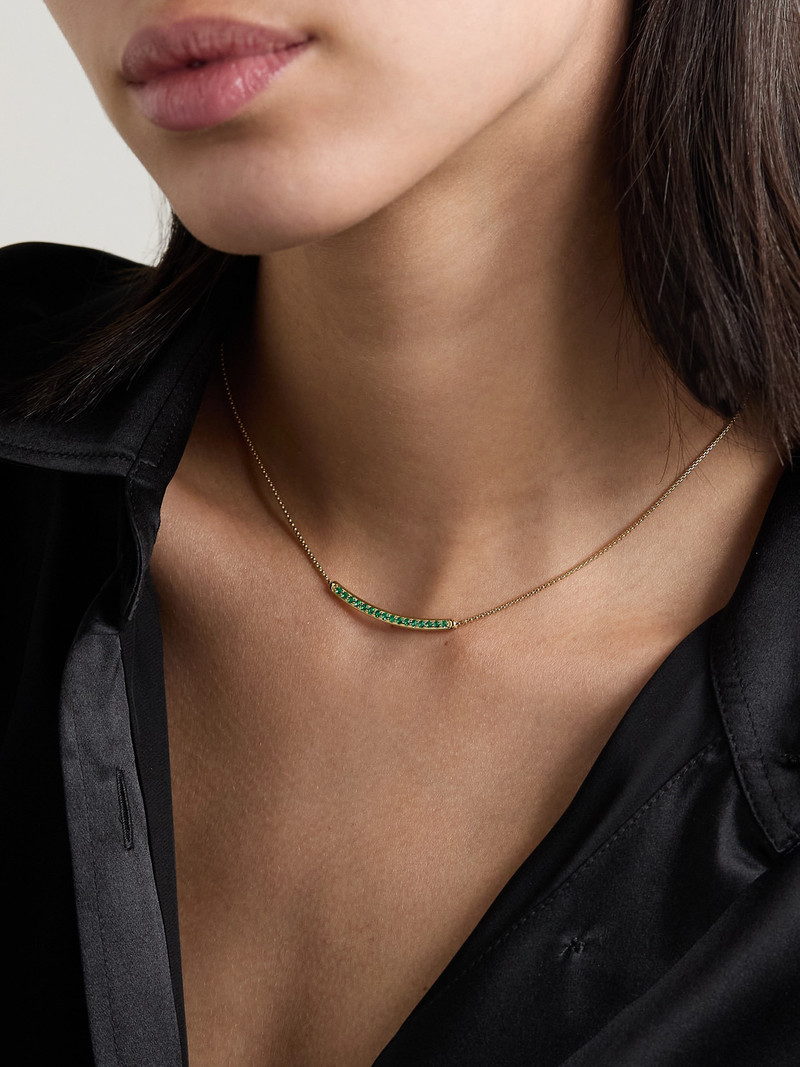 DAVID YURMAN Petite Pavé 18-karat Gold Emerald Necklace outlook