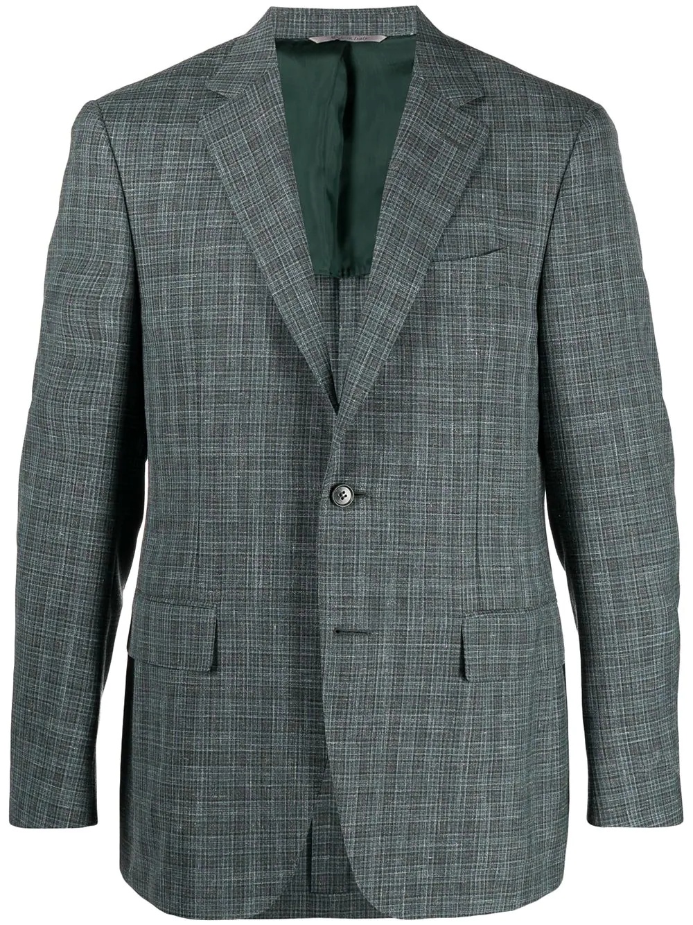 fine-check single-breasted blazer - 1