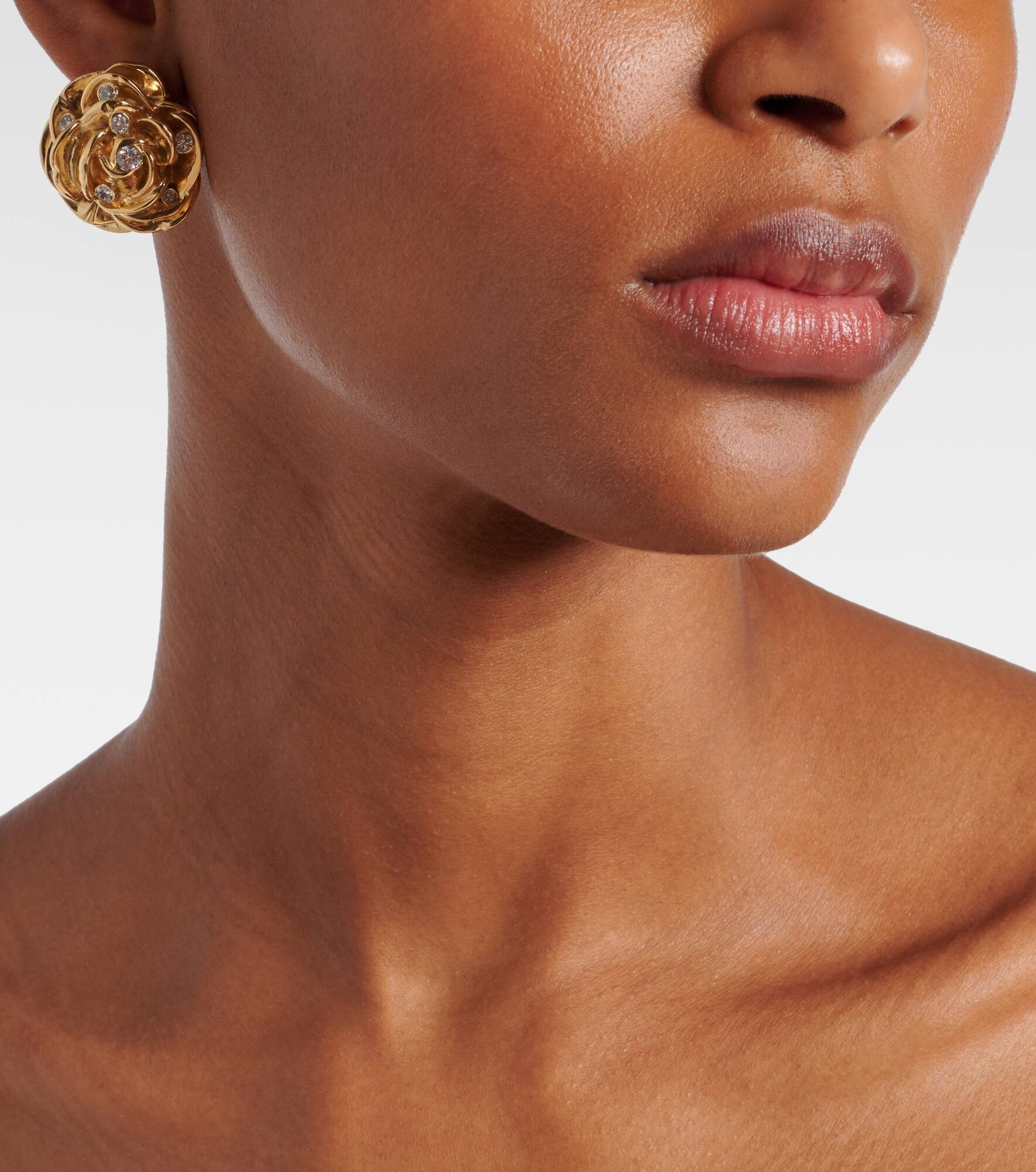 Floral embellished gold-plated earrings - 3