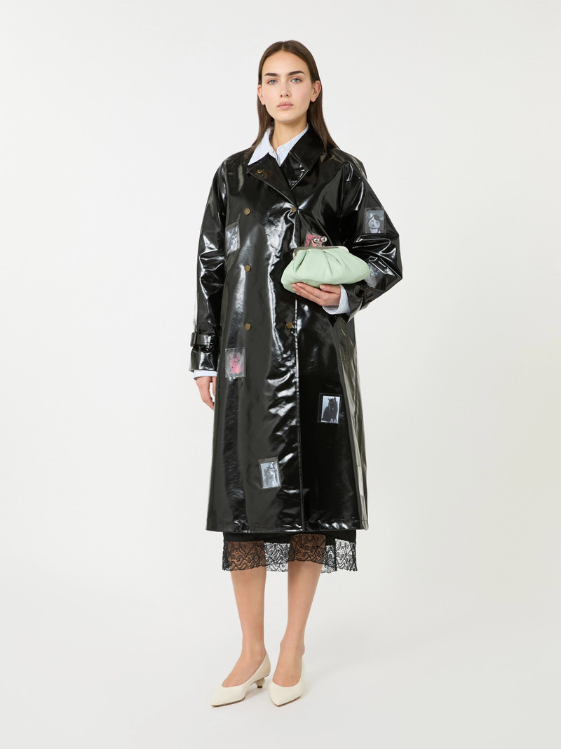 WEEKEND Max Mara Vinyl-effect gabardine midi trench coat - BLACK outlook