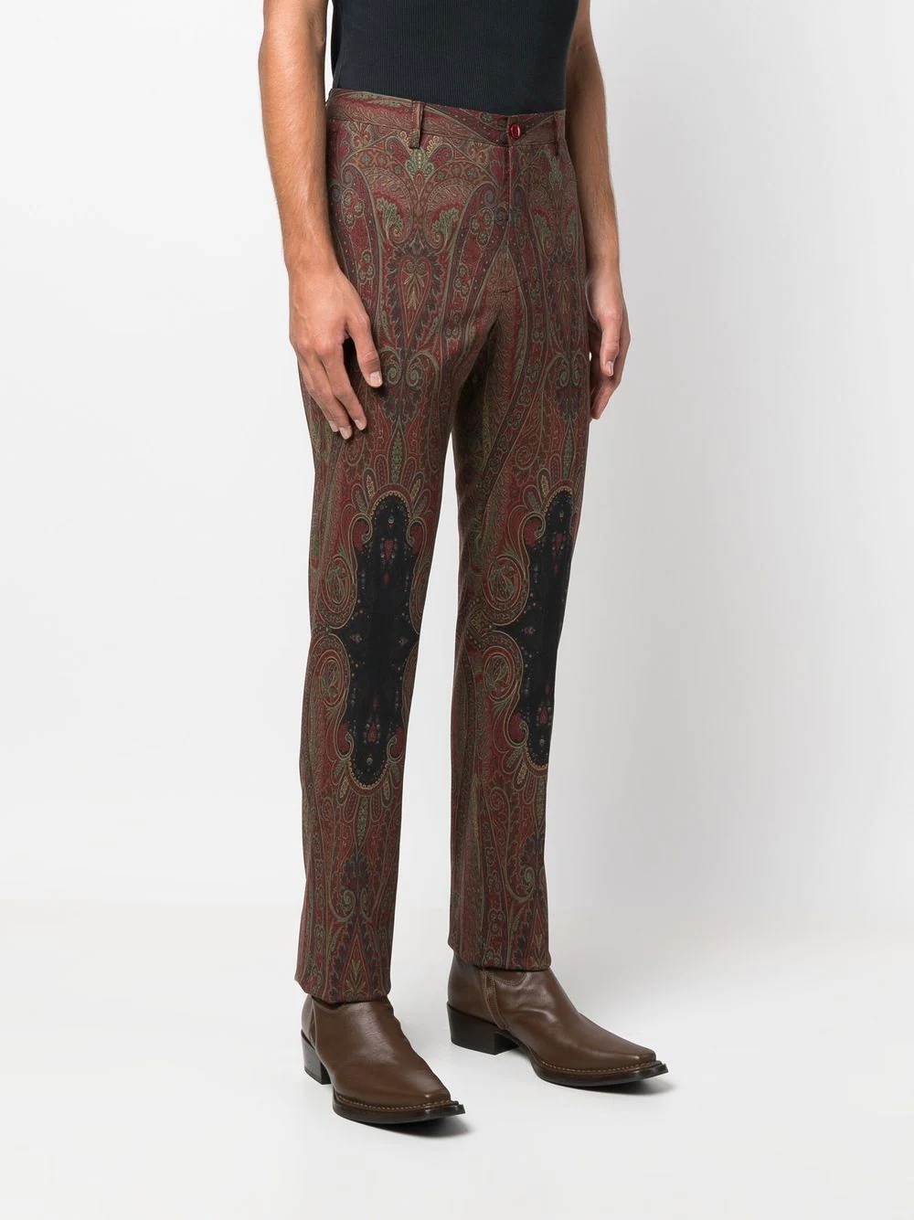 paisley-print slim-cut trousers - 3