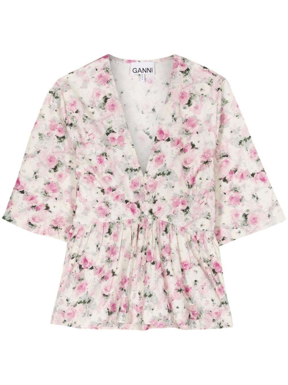 floral-print organic cotton blouse - 1