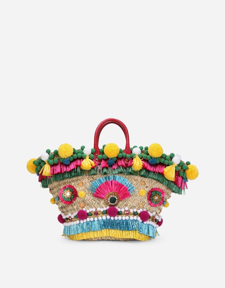 Straw Kendra coffa bag with embroidery - 1