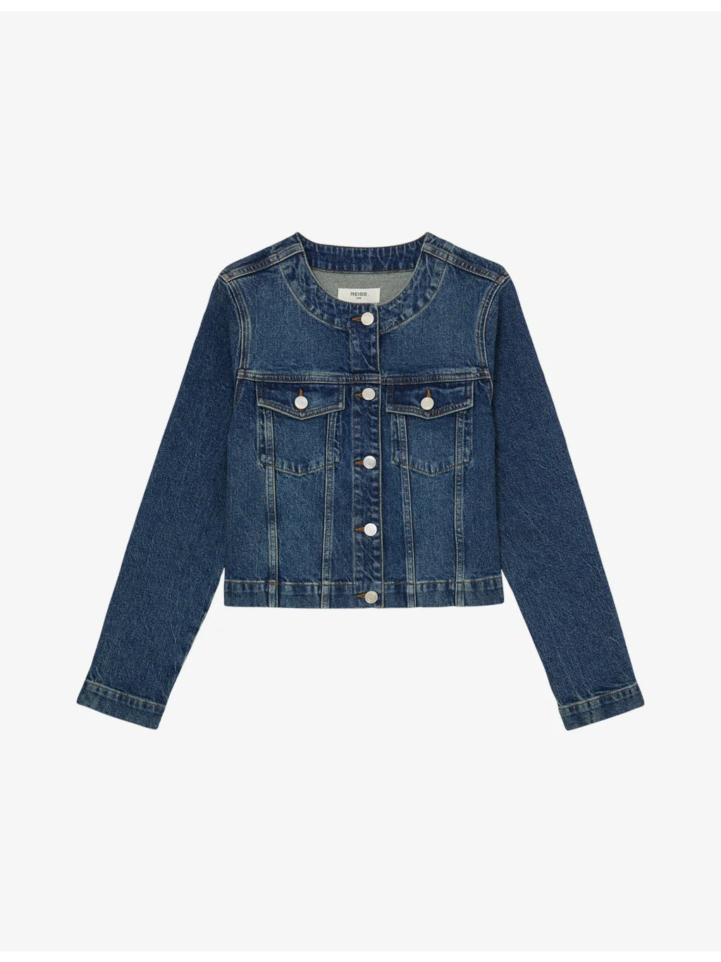 Medora Round-Neck Denim Jacket - 1
