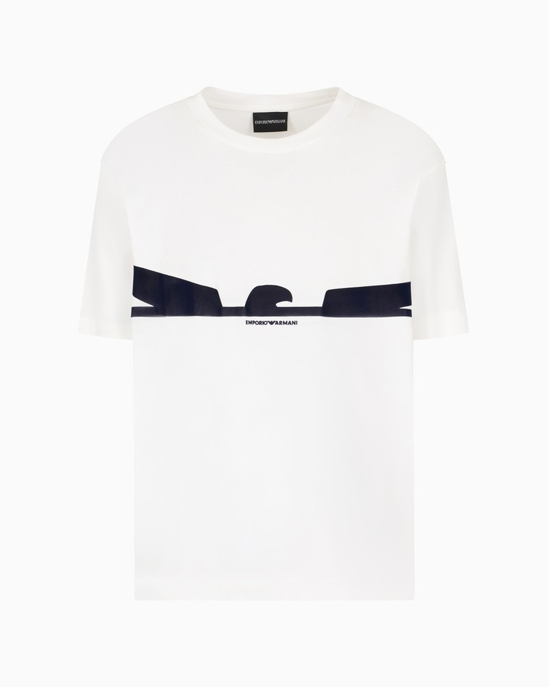 JERSEY T-SHIRT WITH CONTOURED EAGLE FLOCKED PRINT 1
