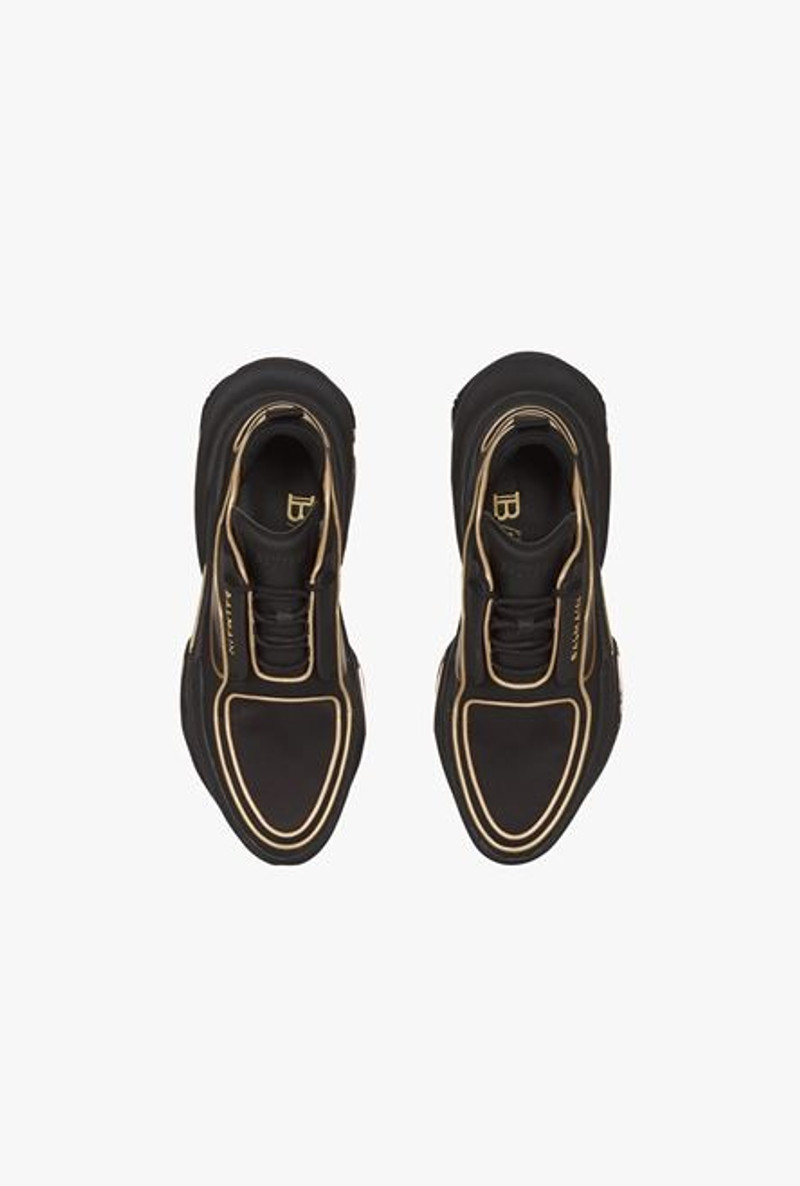 Black and gold leather and neoprene B-Bold low-top sneakers 4