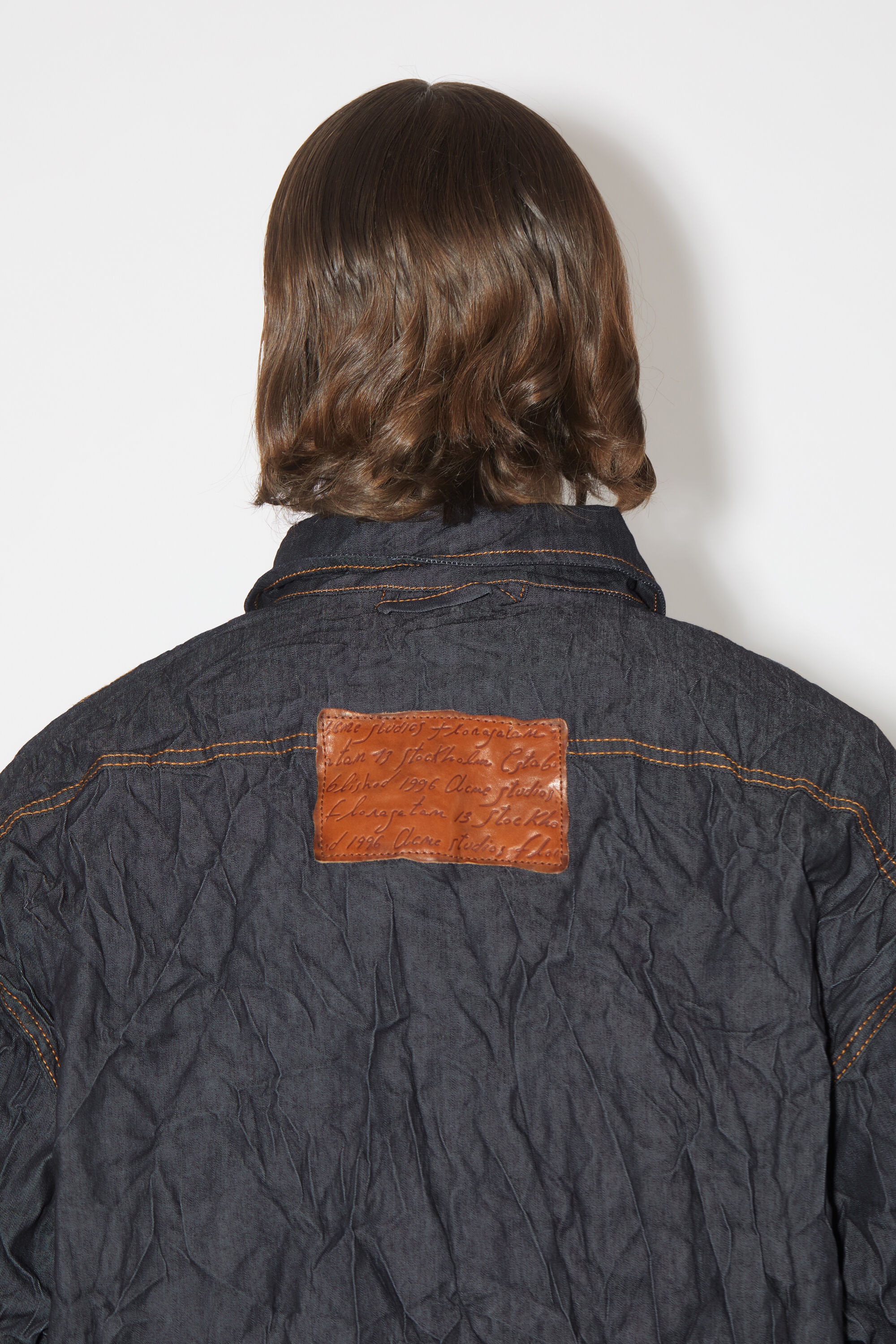 Crinkled padded denim jacket - Indigo blue - 6
