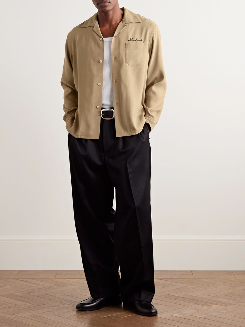 visvim Keesey Convertible-Collar Logo-Embroidered Woven Shirt Beige outlook