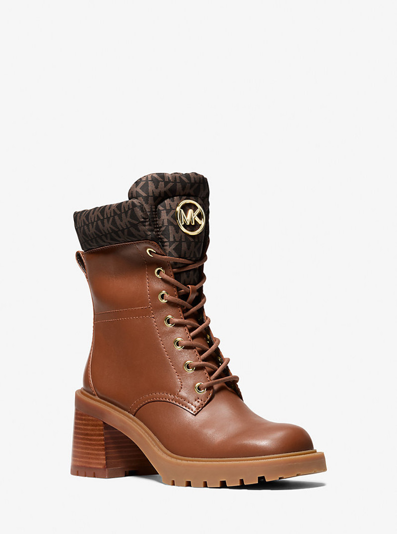 Cade Leather and Signature Logo Combat Boot 1