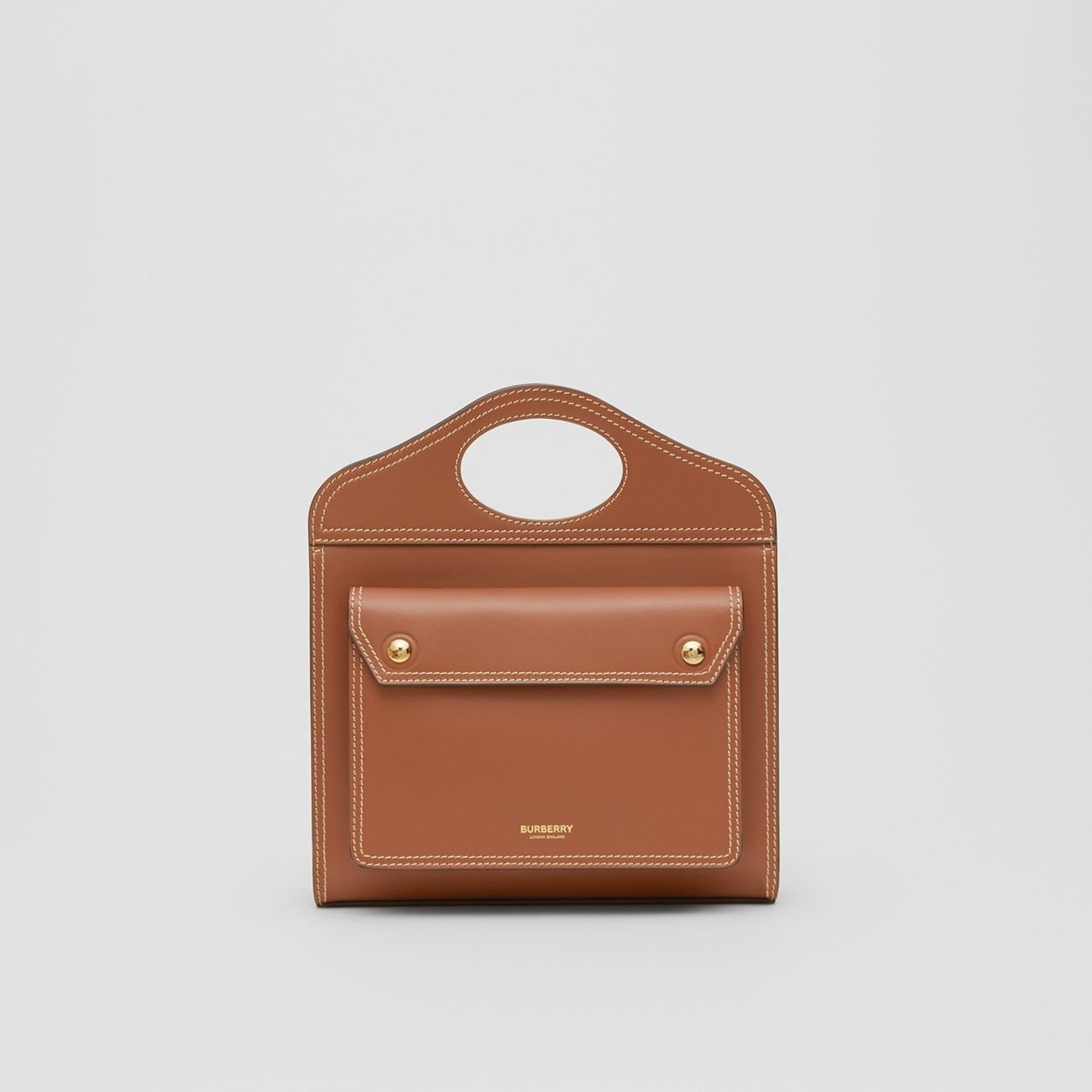 Mini Topstitched Leather Pocket Bag - 1