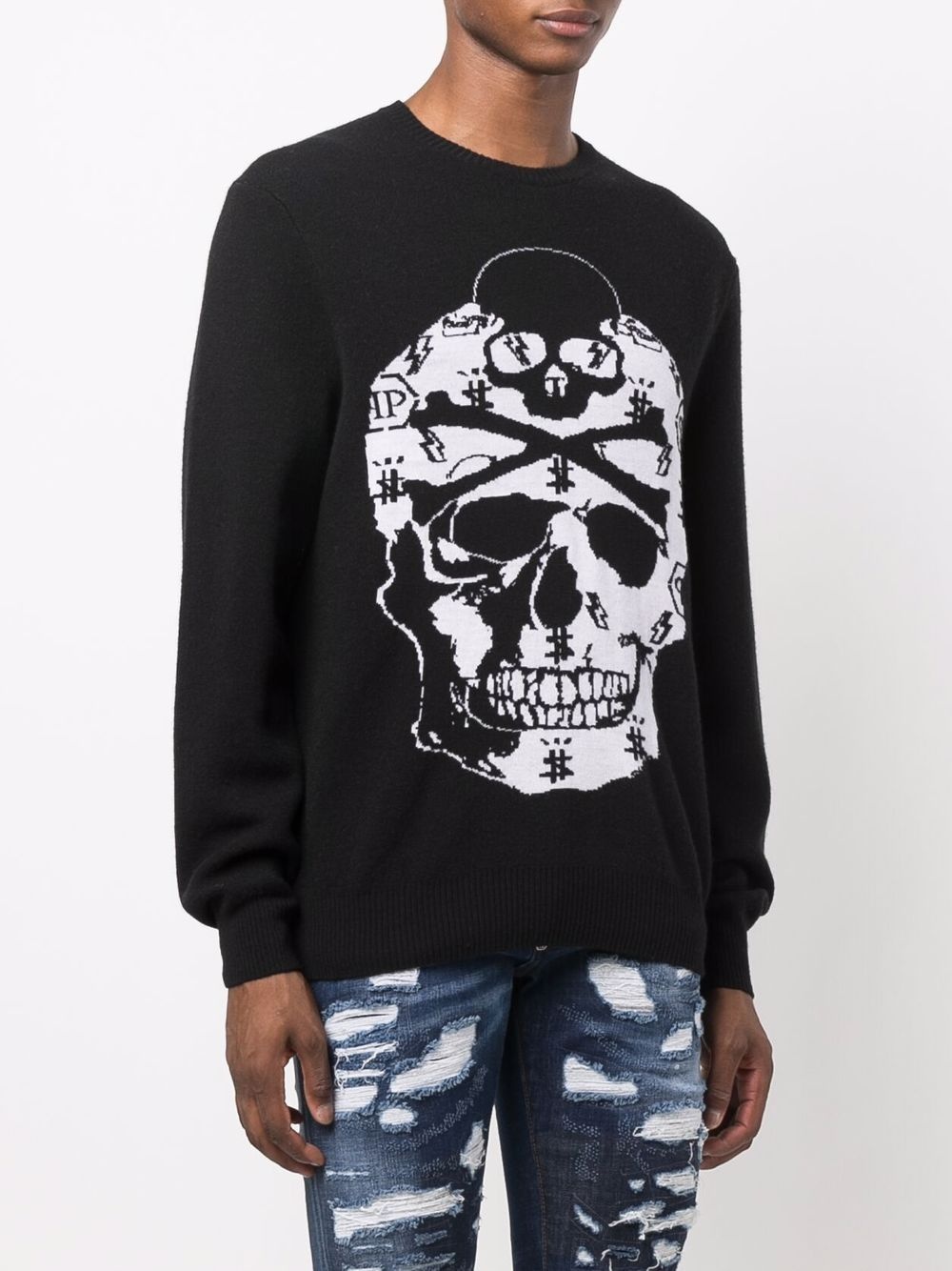 knitted skull jumper - 3