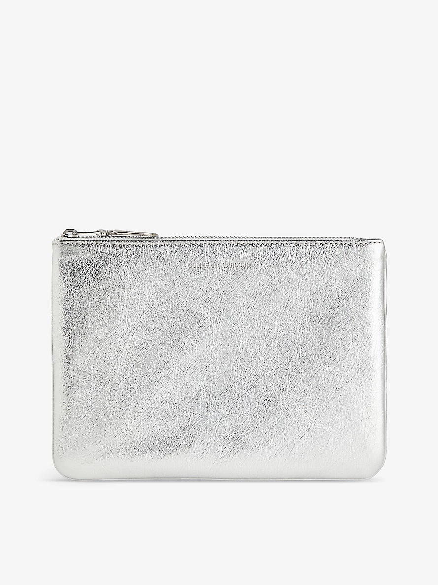 Logo-embossed leather pouch - 1