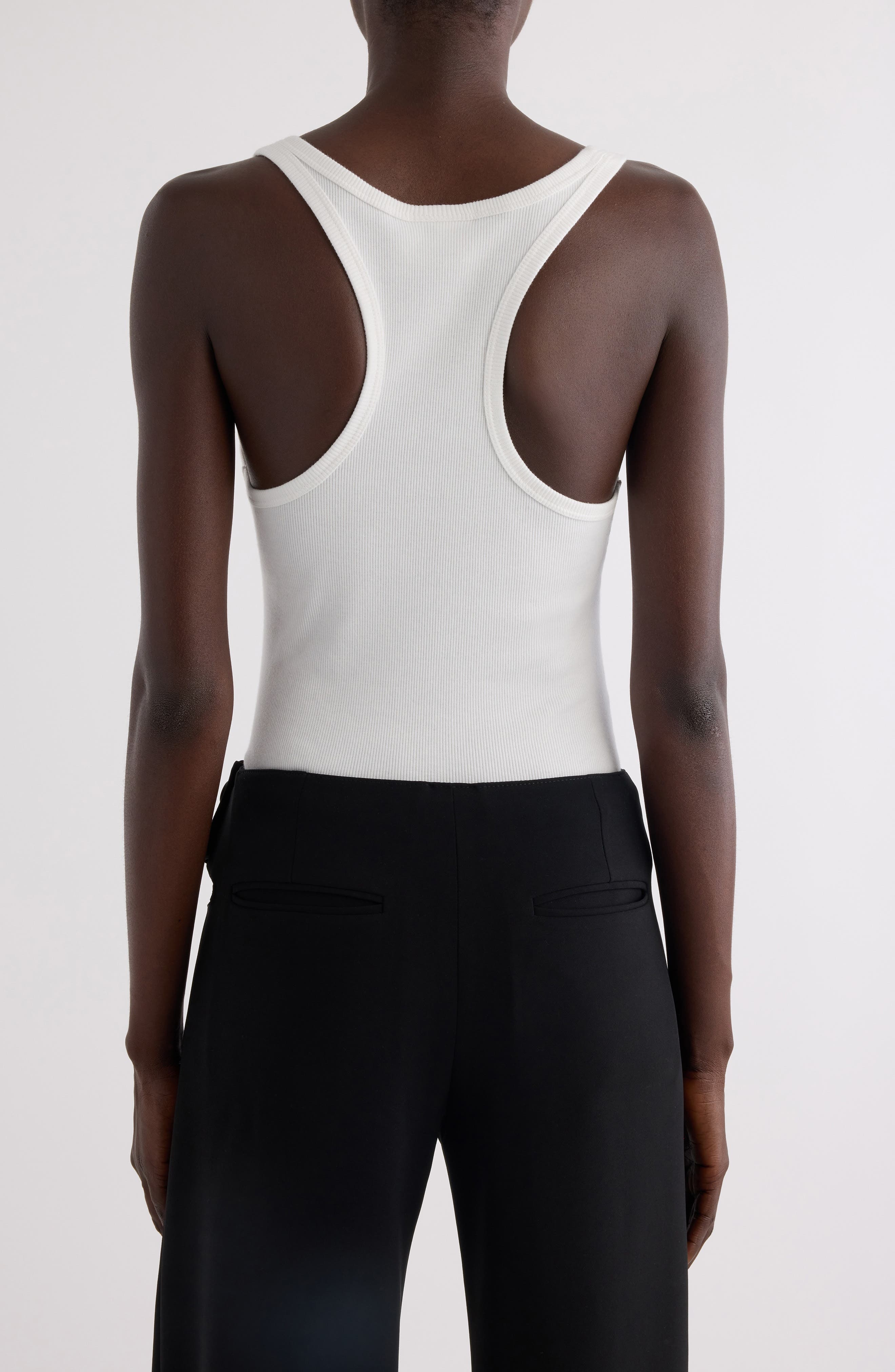 Courrèges Oblique Snaps '90s Rib Tank in Heritage White at Nordstrom - 3