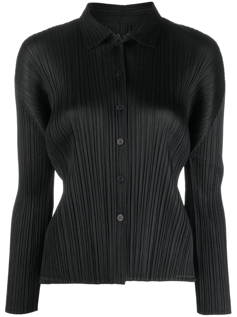 plissé-effect long-sleeve shirt - 1