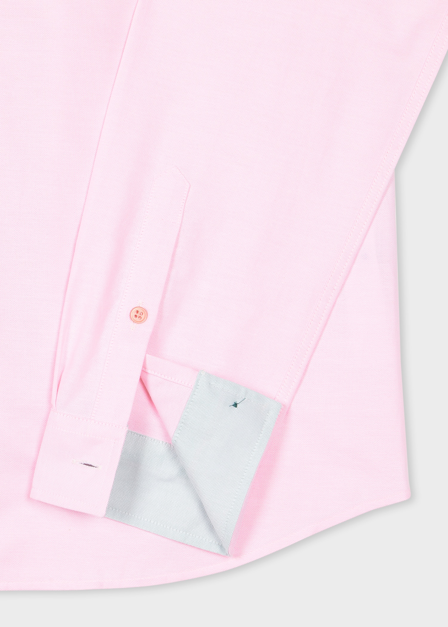 Tailored-Fit Light Pink Cotton Shirt with 'Sports Stripe' Buttons - 2
