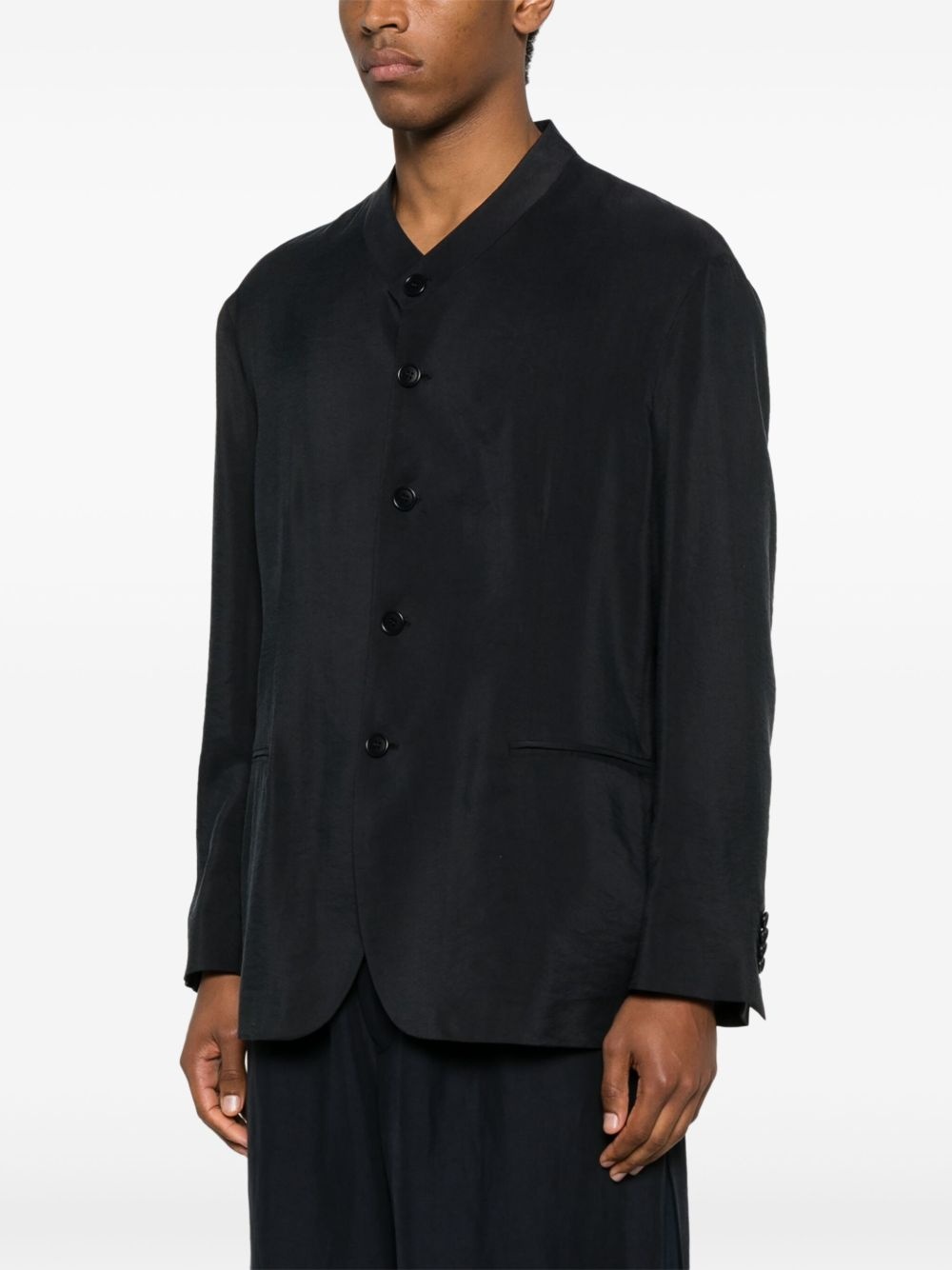 band-collar blazer - 3