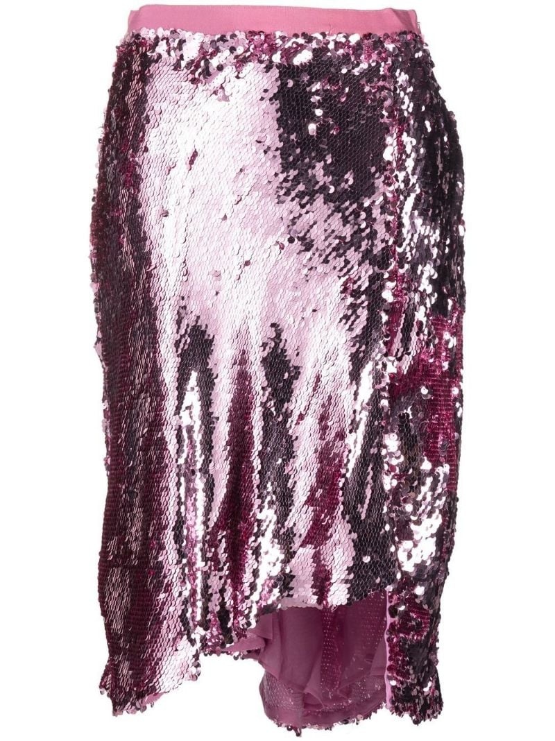 asymmetric sequinned midi skirt - 1