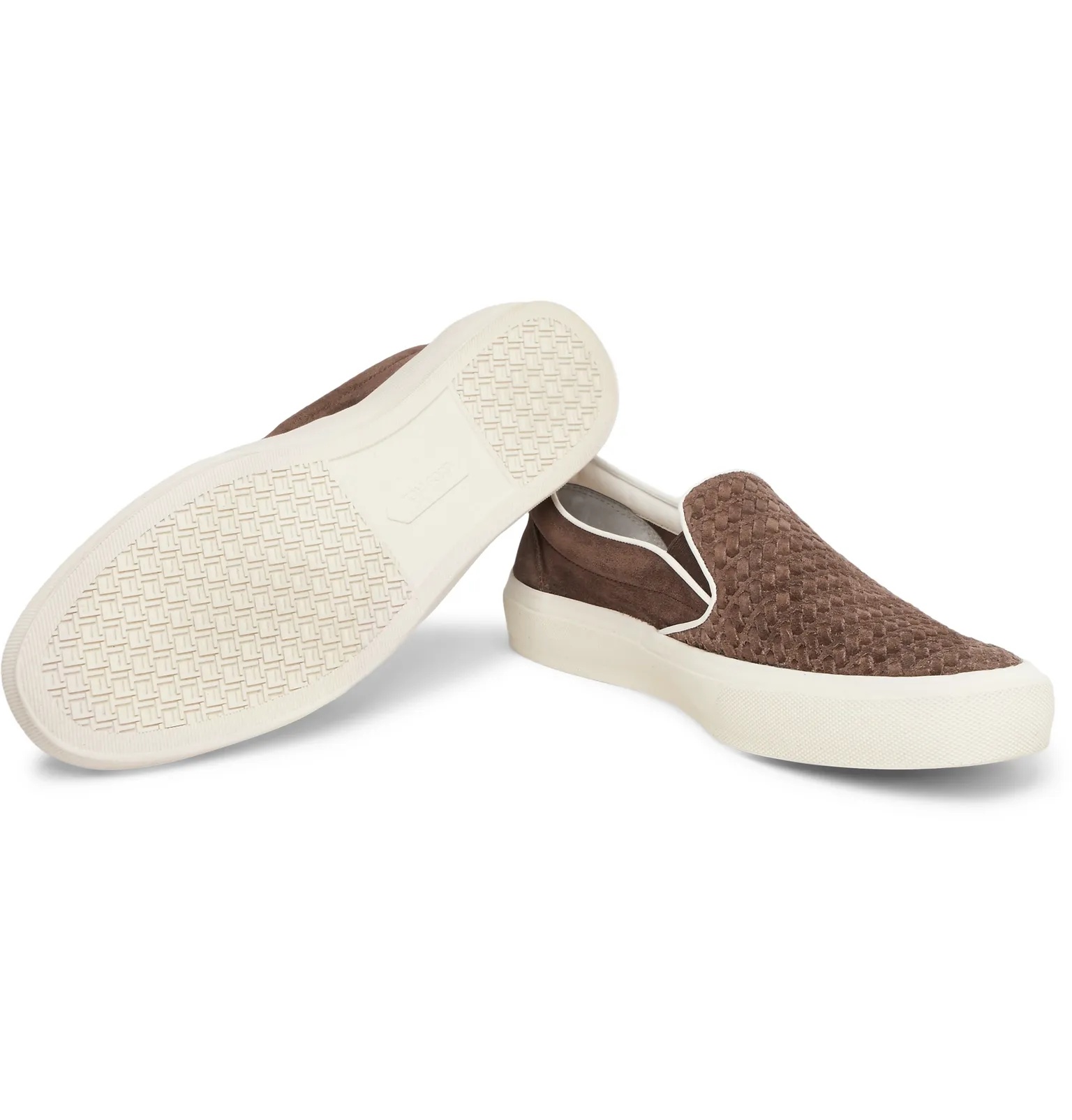 Cambridge Leather-Trimmed Woven Suede Slip-On Sneakers - 3