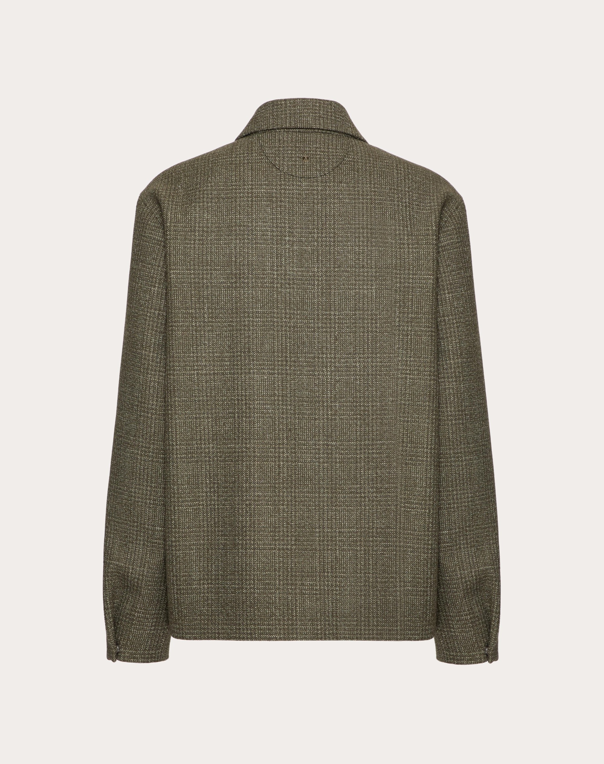 WOOL AND COTTON JACKET WITH VLOGO SIGNATURE PATCH - 2