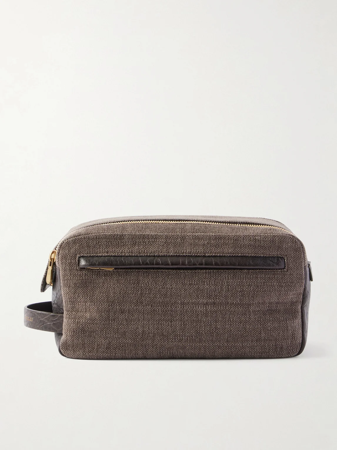 Leather-Trimmed Woven Wash Bag - 1