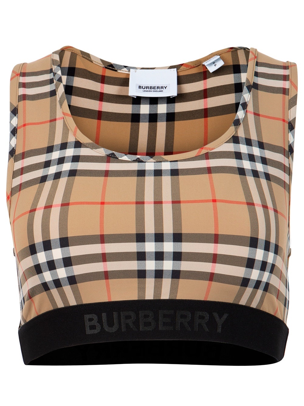 Logo Vintage Check Bra Top Archive Beige - 1