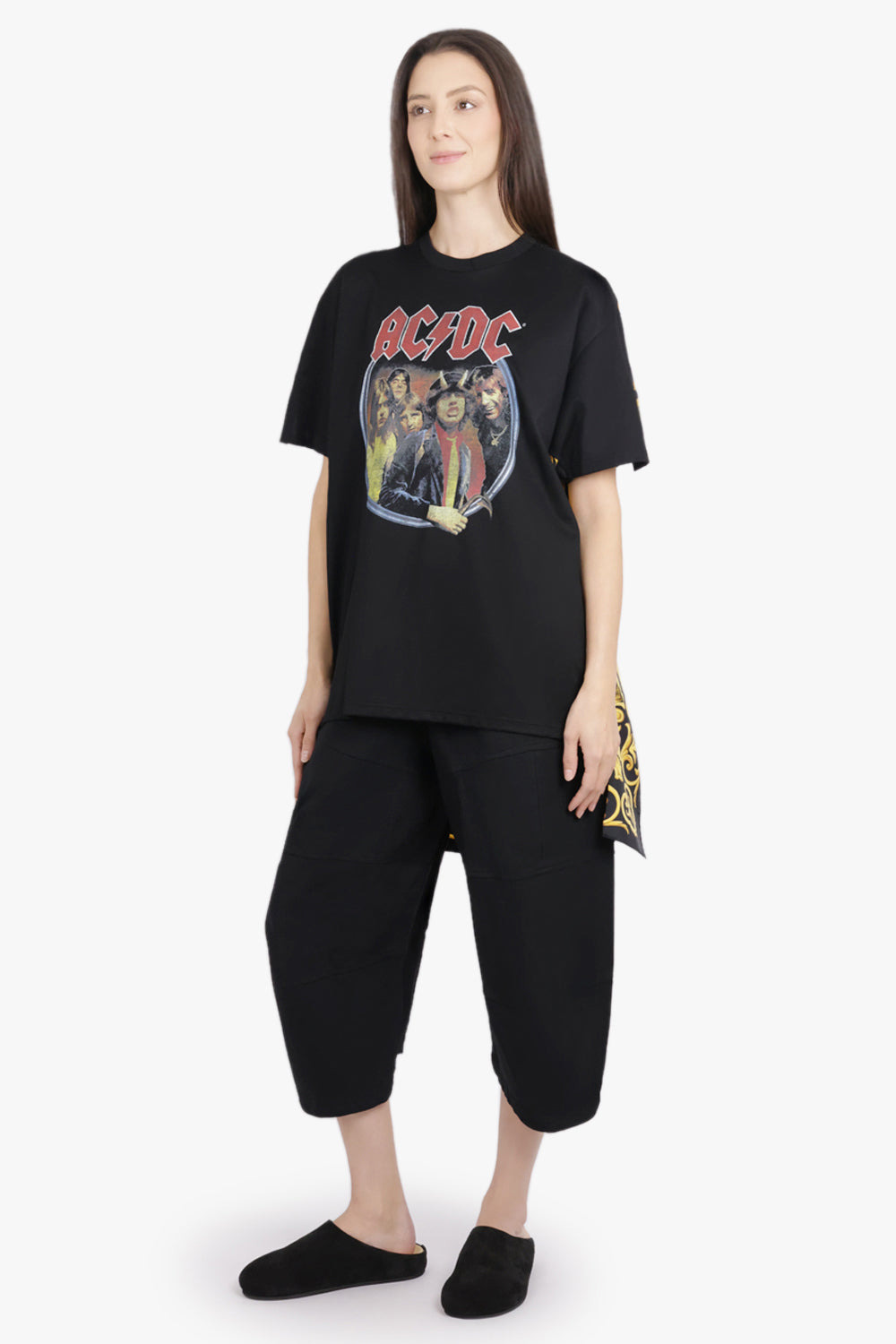 ACDC X VERSACE SCARF PANEL S/S T-SHIRT | BLACK/MULTI - 2